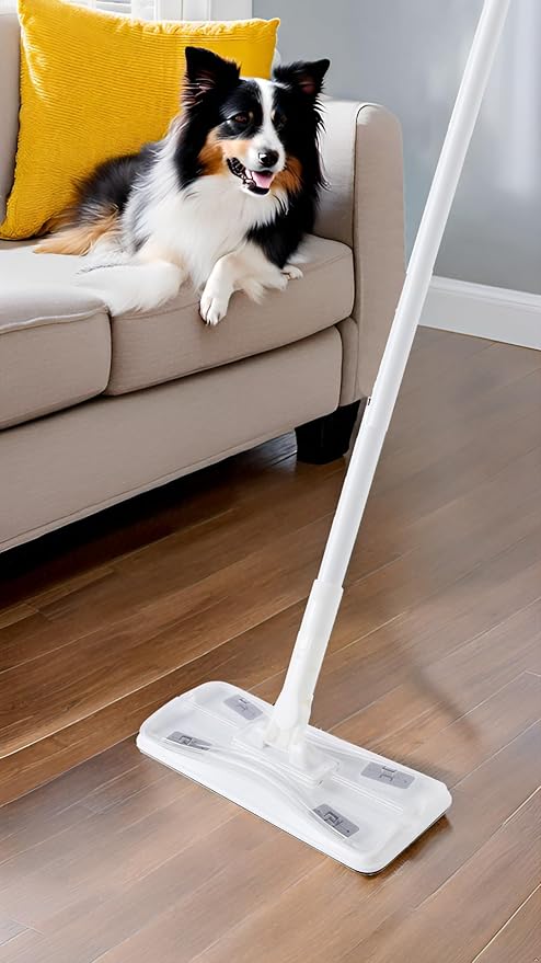 Eyliden Dust Mop, Sweeping & Mopping Kit | 58" Extended Long Handle, 36 Disposable Dry Cloths, Multi Surface Sweeper Mops for Floor Cleaning (White)