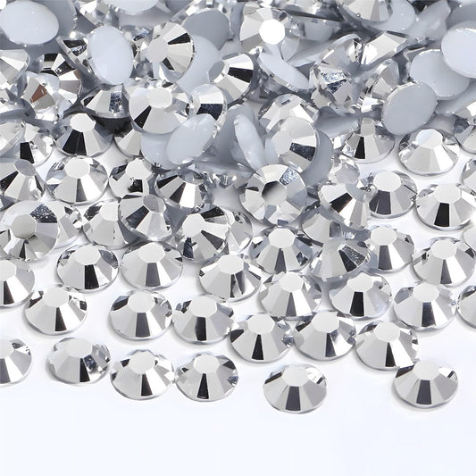 Flatback Rhinestones Round Gems for Nails Art and Crafts 4000Pcs SS6 2mm Glitter Crystals Stone DIY Bags Clothes Shoes (Silver)