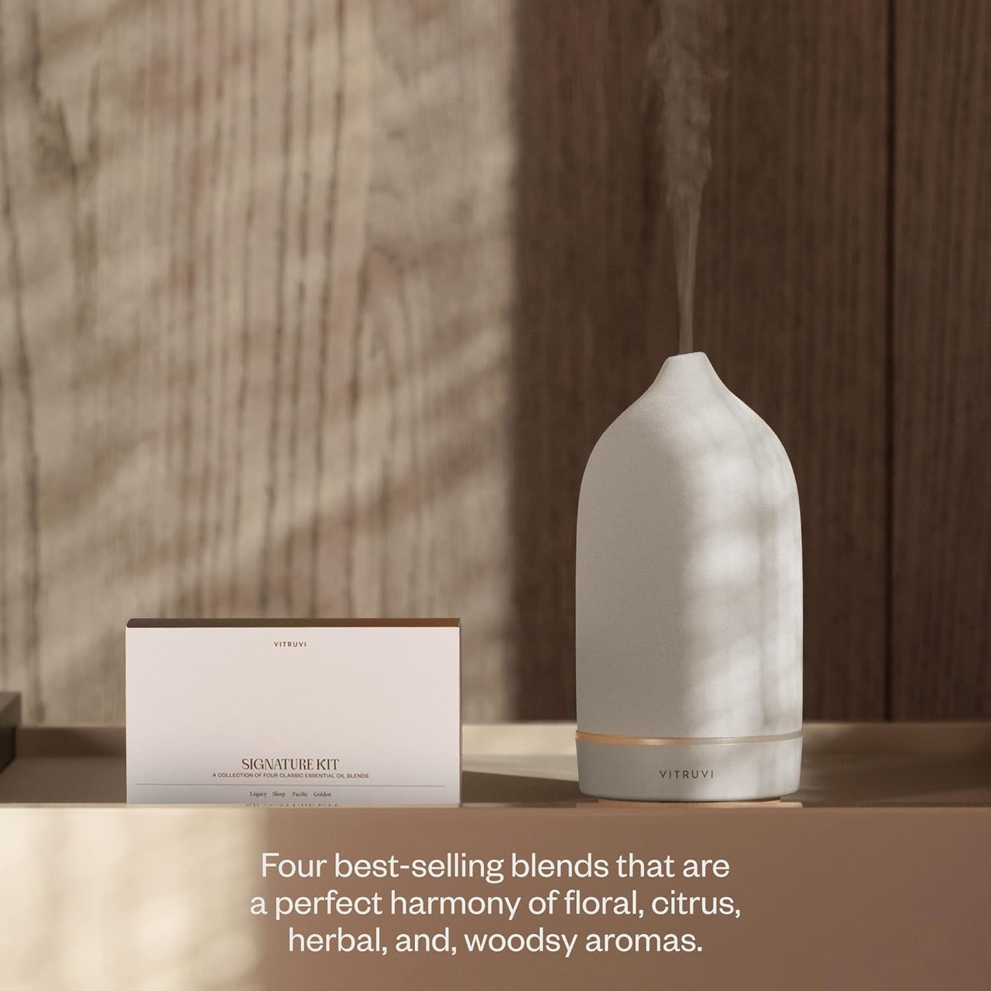 Vitruvi Signature Blend Essential Oils Kit | Floral, Citrus, Herbal, and Woodsy Aromas | 100% Pure Essential Oil Set, Essential Oils for Diffusers Aromatherapy 4x5 ml (0.17 fl. oz.)