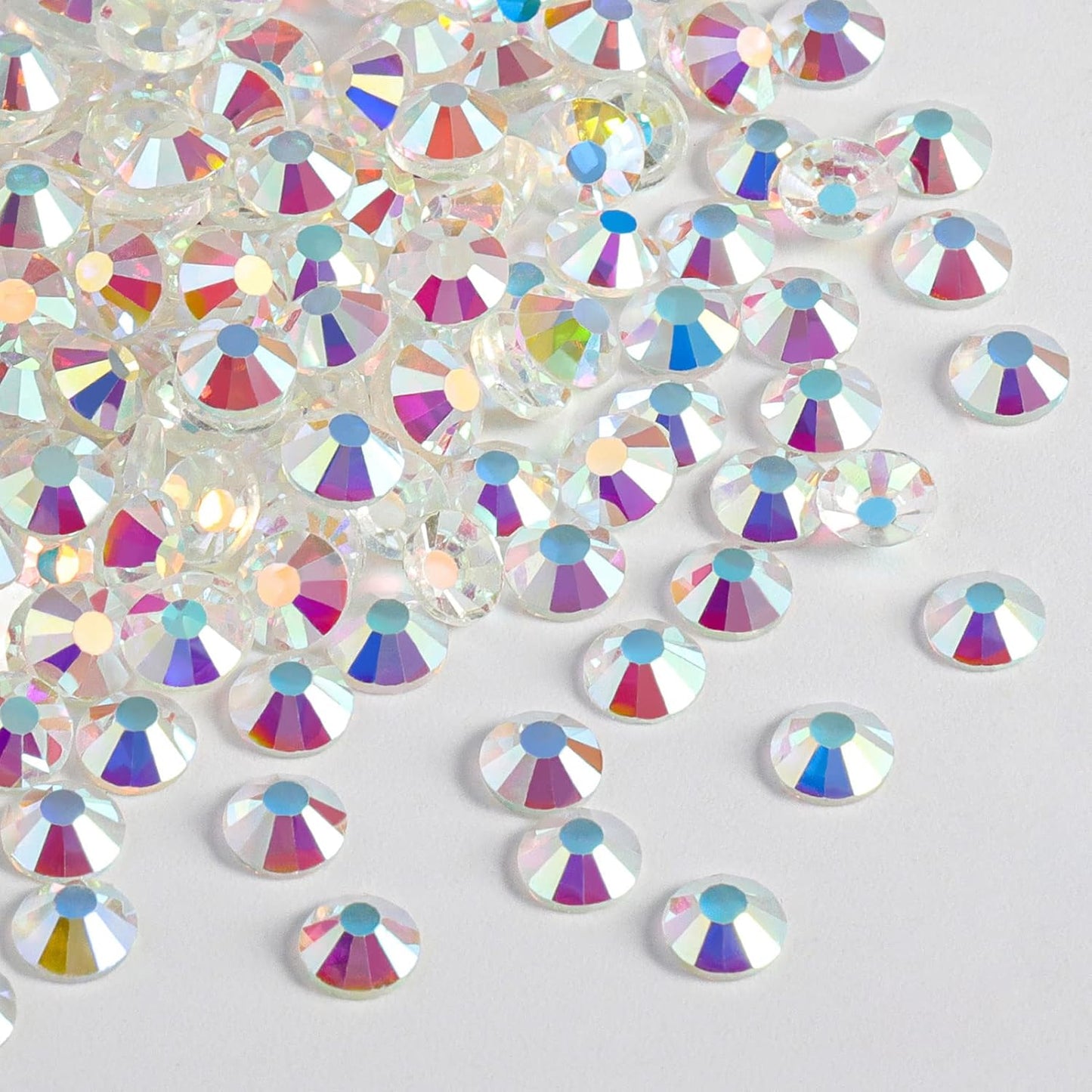 Beadsland 1440 Pieces Flat Back Crystal Rhinestones Round Gems, Transparent AB,SS8,2.3-2.5mm