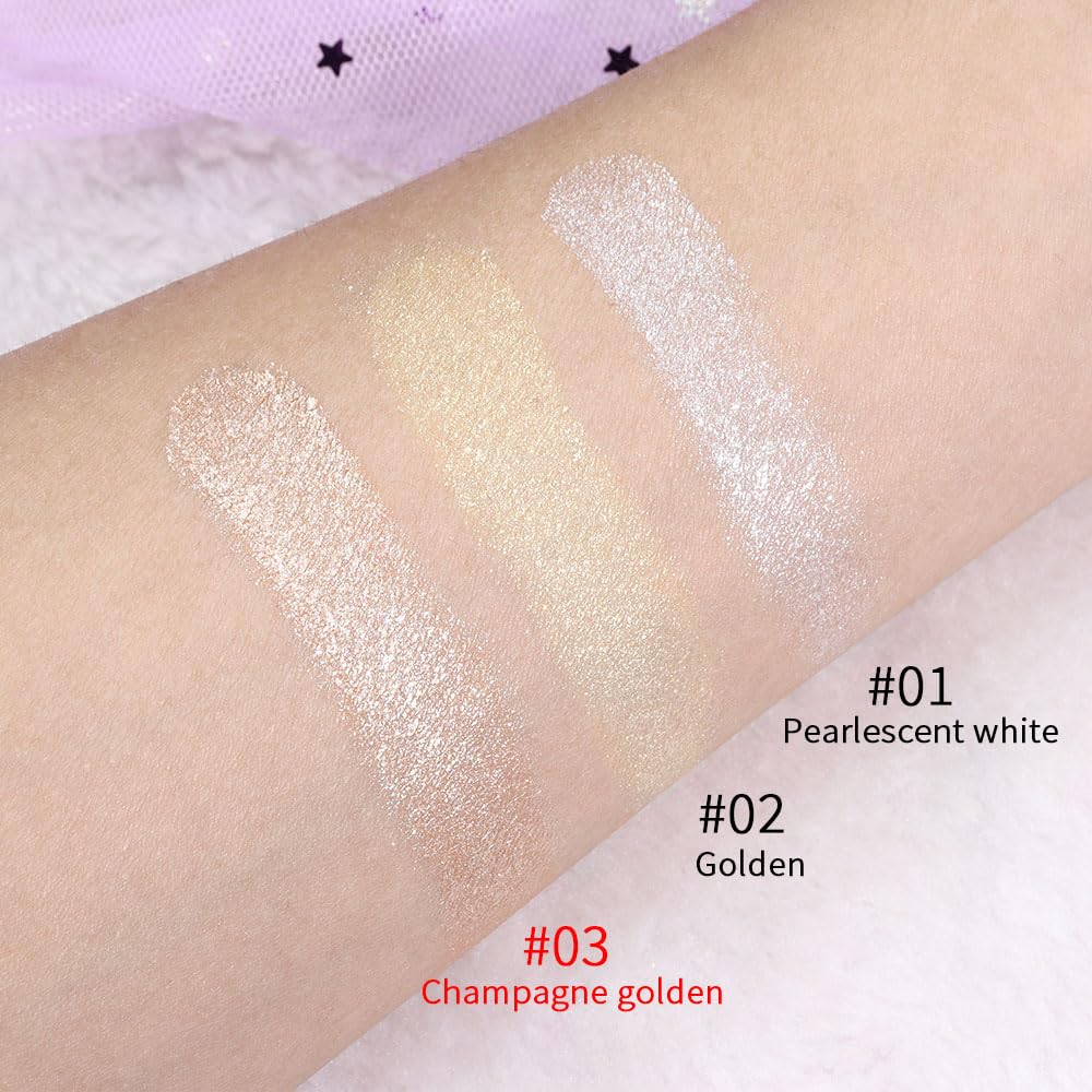 evpct Champagne Gold Face Highlighter Makeup Shimmer Glitter Diamond Sparkly Highlighters Makeup Palette Powder for Face Body Cheek Skin iluminadores iluminador de jos maquillaje luminizers 03