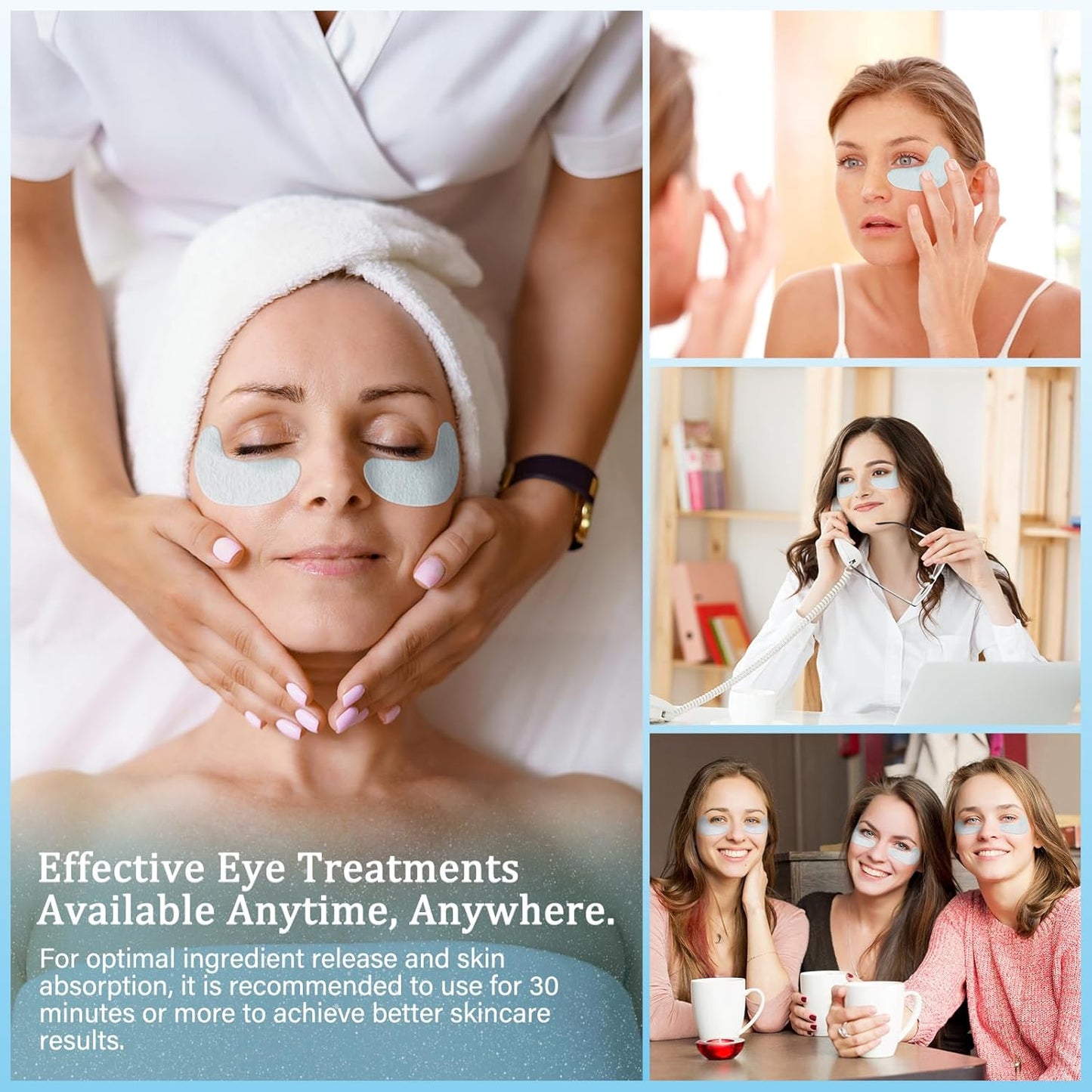 Under Eye Patches Masks - for Dark Circles, Wrinkles, Puffy Eyes, Fine Lines, Eye Bags Treatment with Hyaluronic Acid and Collagen, Hydrating and Moisturizing (30 Pcs)