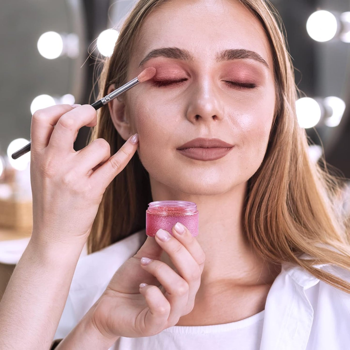 50 Pack 1 OZ Plastic Jars Round Clear Cosmetic Container Jar with White Lids, Eternal Moment Plastic Slime Jars for Lotion, Cream, Ointments, Makeup, Eye shadow, Rhinestone, Samples, Travel Storage