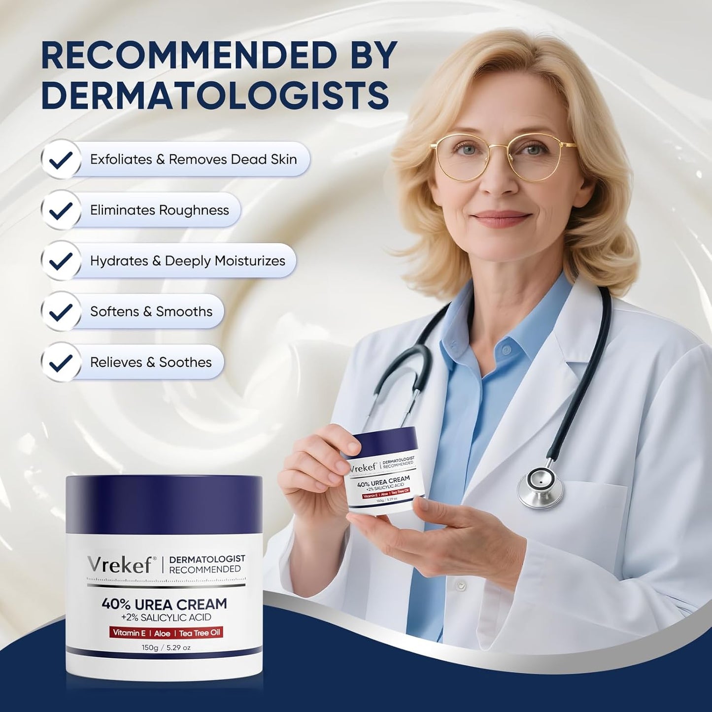 Urea Cream 40 Percent for Feet Maximum Strength, Urea Cream 40% Plus Salicylic Acid 2%, Foot & Hand Cream for Dry Cracked