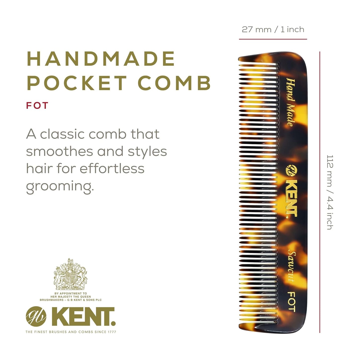 Kent Beard Comb Set Pocket Combs for Men - Pocket Beard and Mustache Comb Kit for Men for Travel and Home, Mini Combs for Mens Grooming, Handmade Kent Comb Mens Beard Grooming Set