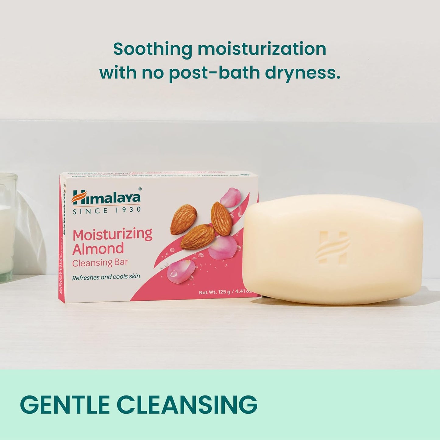 Himalaya Moisturizing Almond Cleansing Bar, Face and Body Soap for Soft Skin, 4.41 oz, 12 Pack