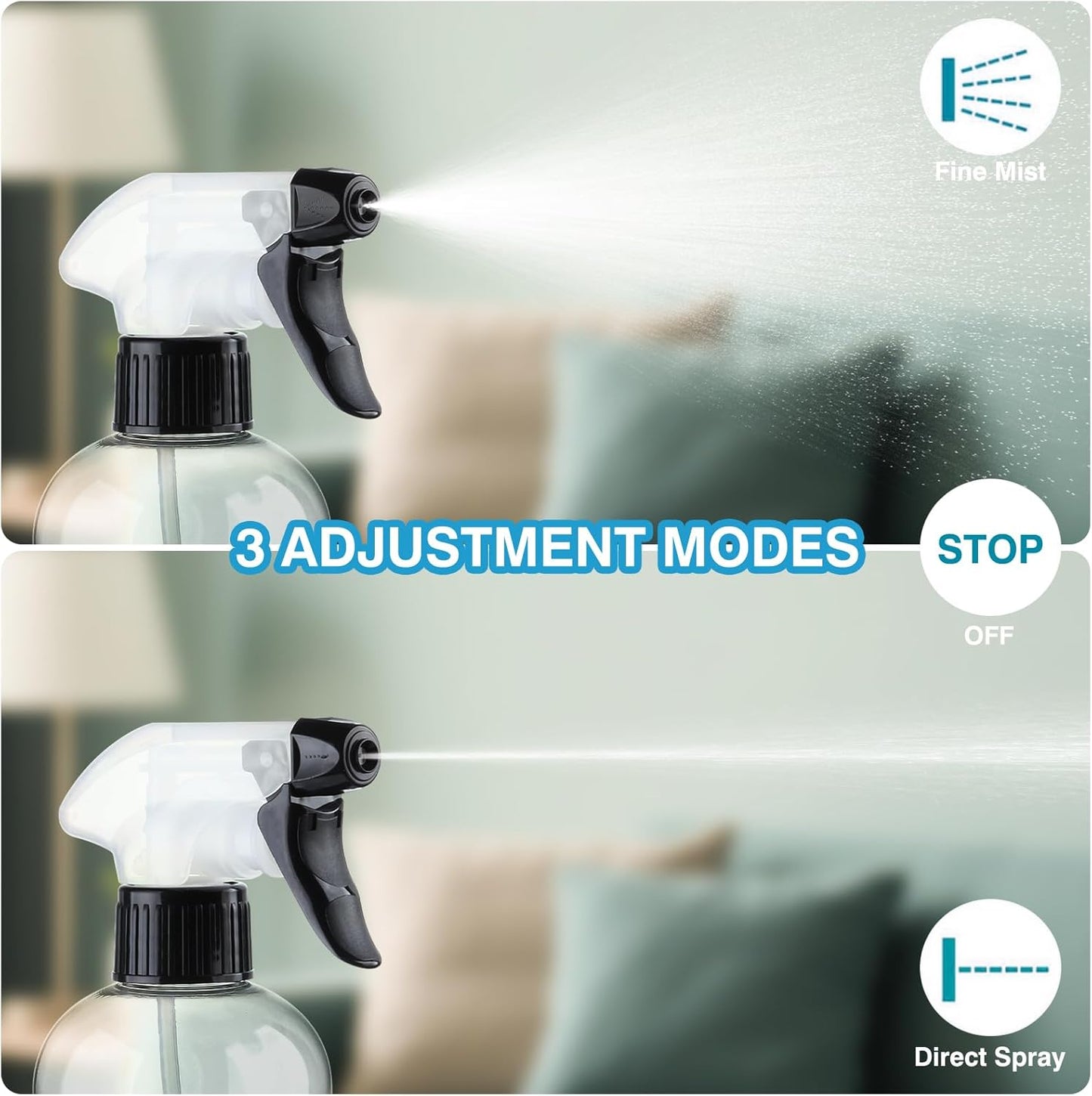 Spray Bottles BPA free Plastic Spray Bottle 10oz/300ml Adjustable Sprayer Empty Refillable Container Mist Stream for Watering Plants, Pet Training, Kitchen Cleaning