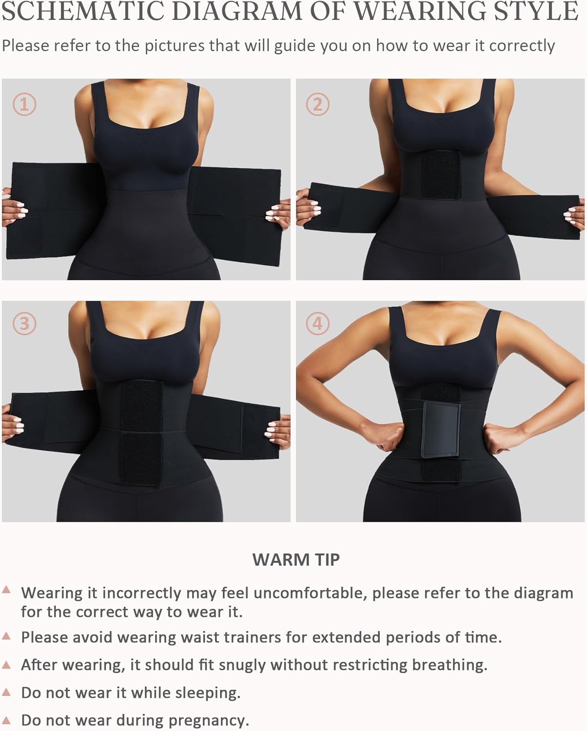 FeelinGirl Waist Trainer Long Torso Waist Cincher Trimmer Ab Belt Tummy Control Body Shaper Triple Wrap Women and Men