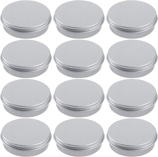 4 Ounce Aluminum Tin Jar Refillable Containers 120 ml Aluminum Screw Lid Round Tin Container Bottle for Cosmetic,Lip Balm, Cream, 12 Pack.