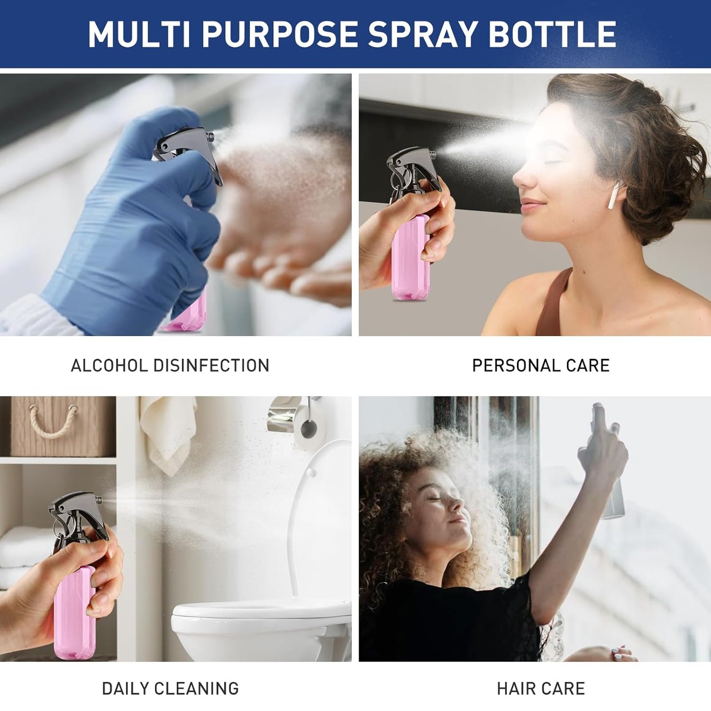 TANSHINE Small Spray Bottle 50ml, Travel Size Mini Mist Water Spray Bottles, Portable Hand Sanitiser Alcohol Fine Spray Bottle, Plastic Refillable Empty Face Mister Spray Bottles with Clip, 2oz/5pcs