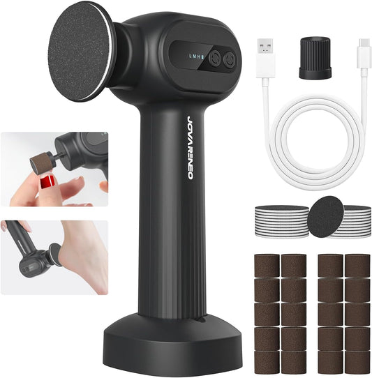 Electric Foot Callus Remover Rechargeable, Electronic Foot File Pedicure Tool, 2 in 1 Foot Grinder, Pro Foot Scrubber Kit for Dead, Hard, Cracked Skin, with 6 Speeds & 20 Sandpaper Discs
