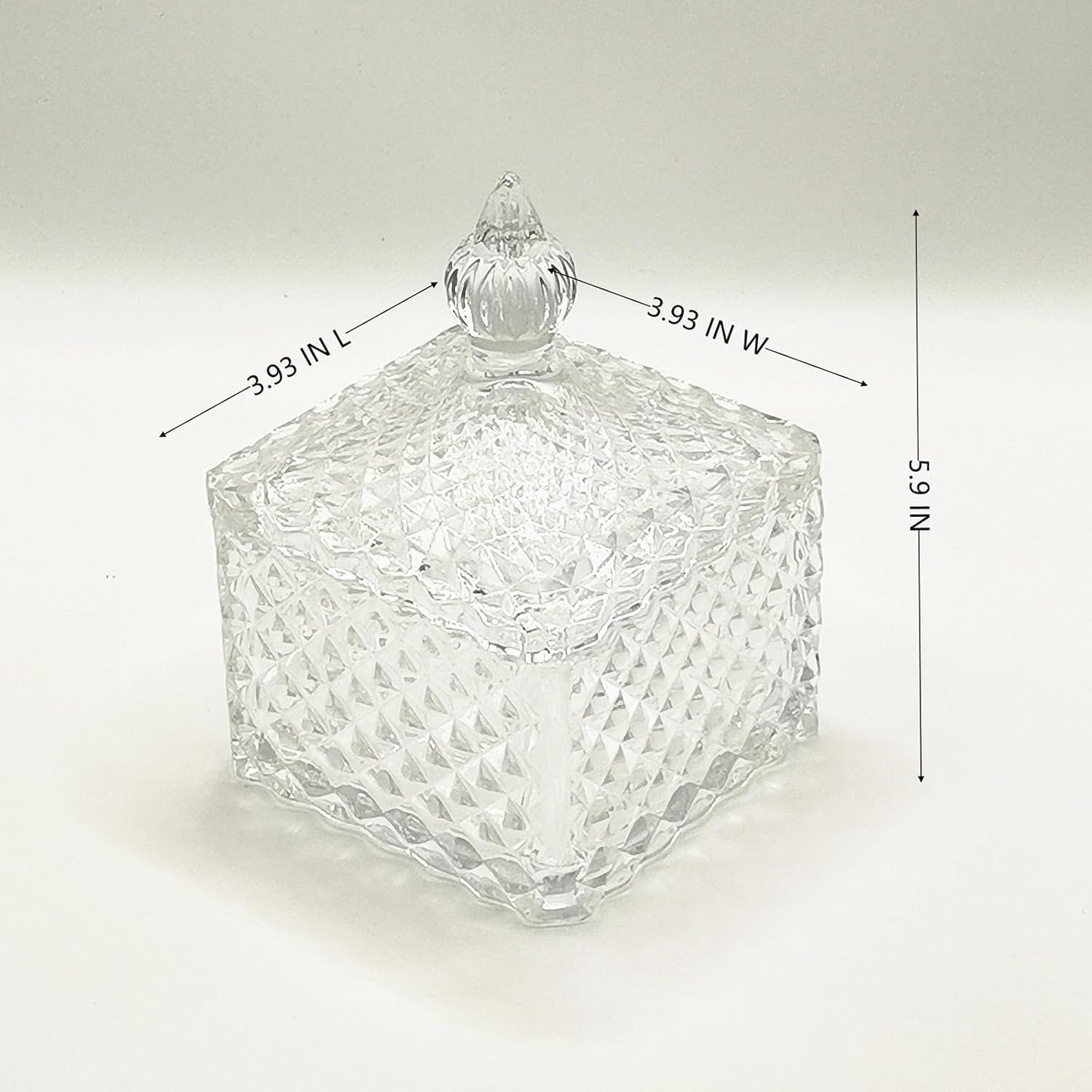 Body Powder Puff and Container - Glass Dusting Powder Container with 2 Soft Puffs Vintage Powder Puff Case for Women & Girls (3.93x3.93x5.9 H in)-GRB009-Transparent