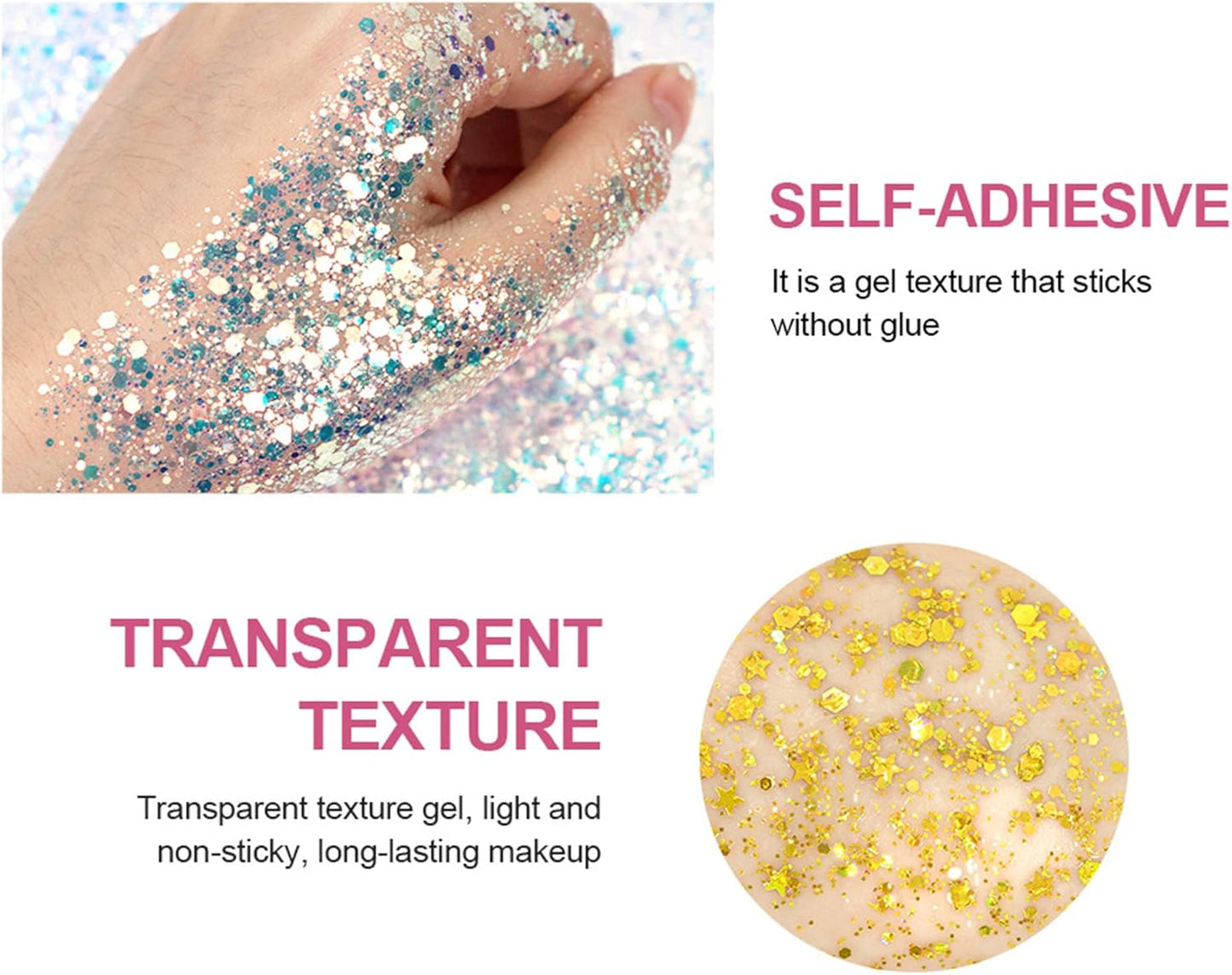 MAEPEOR Chunky Face Body Glitter Gel 19 Colors Mermaid Sequins Holographic Body Glitter Gel Long-Lasting Festival Makeup Glitter Paint for Face Body Hair Nails (30g, 04 Green)