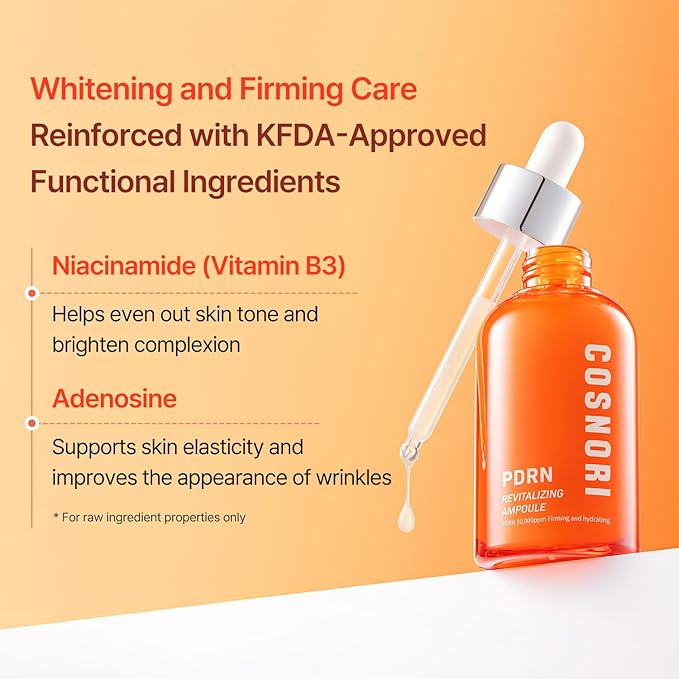 COSNORI PDRN Revitalizing Ampoule - Korea Facial Serum with Salmon PDRN & 9-Peptide Complex - 4 Ceramides for Hydration, Firmness & Radiant Skin, Korean Skincare (50ml / 1.69 fl. oz.)