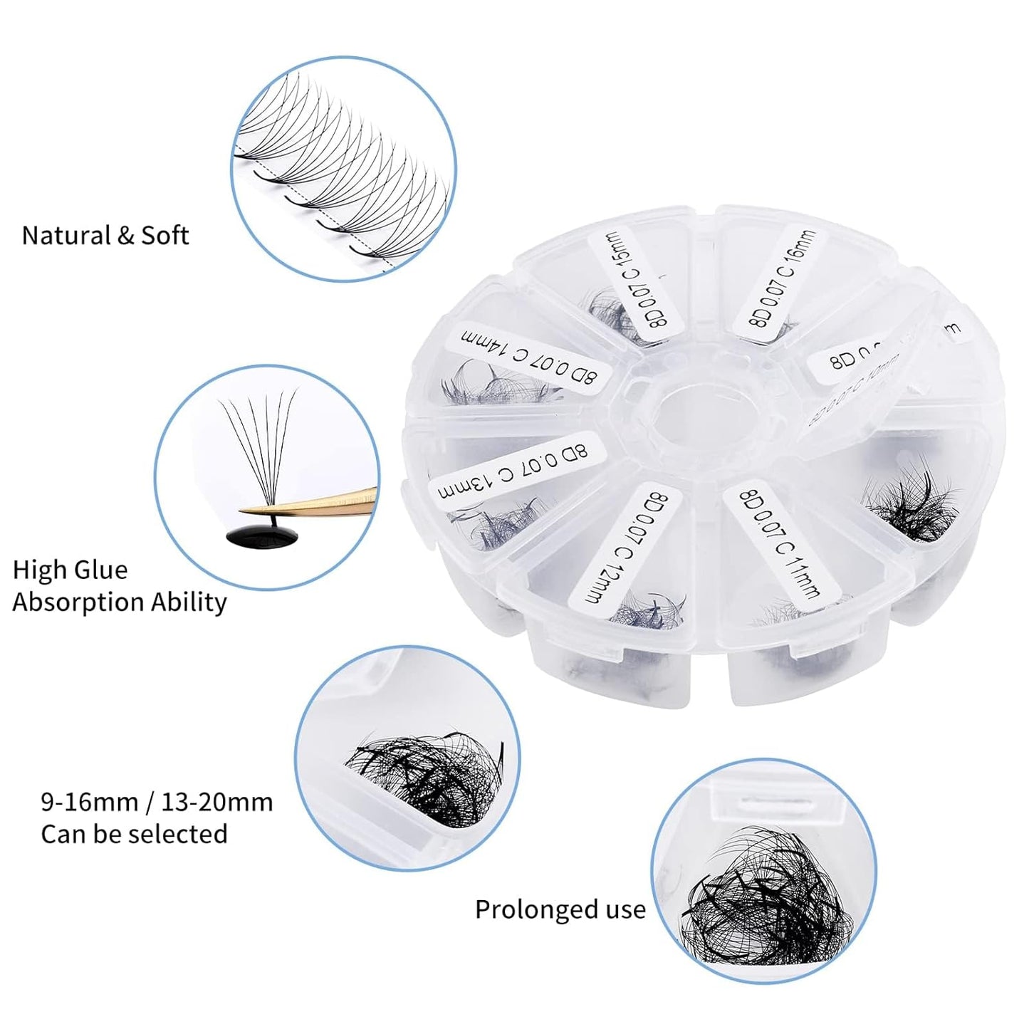 Pre-made Fans Eyelash Extension 500+6D Loose Volume Fans D Curl Premade Volume Fans 9-16mm