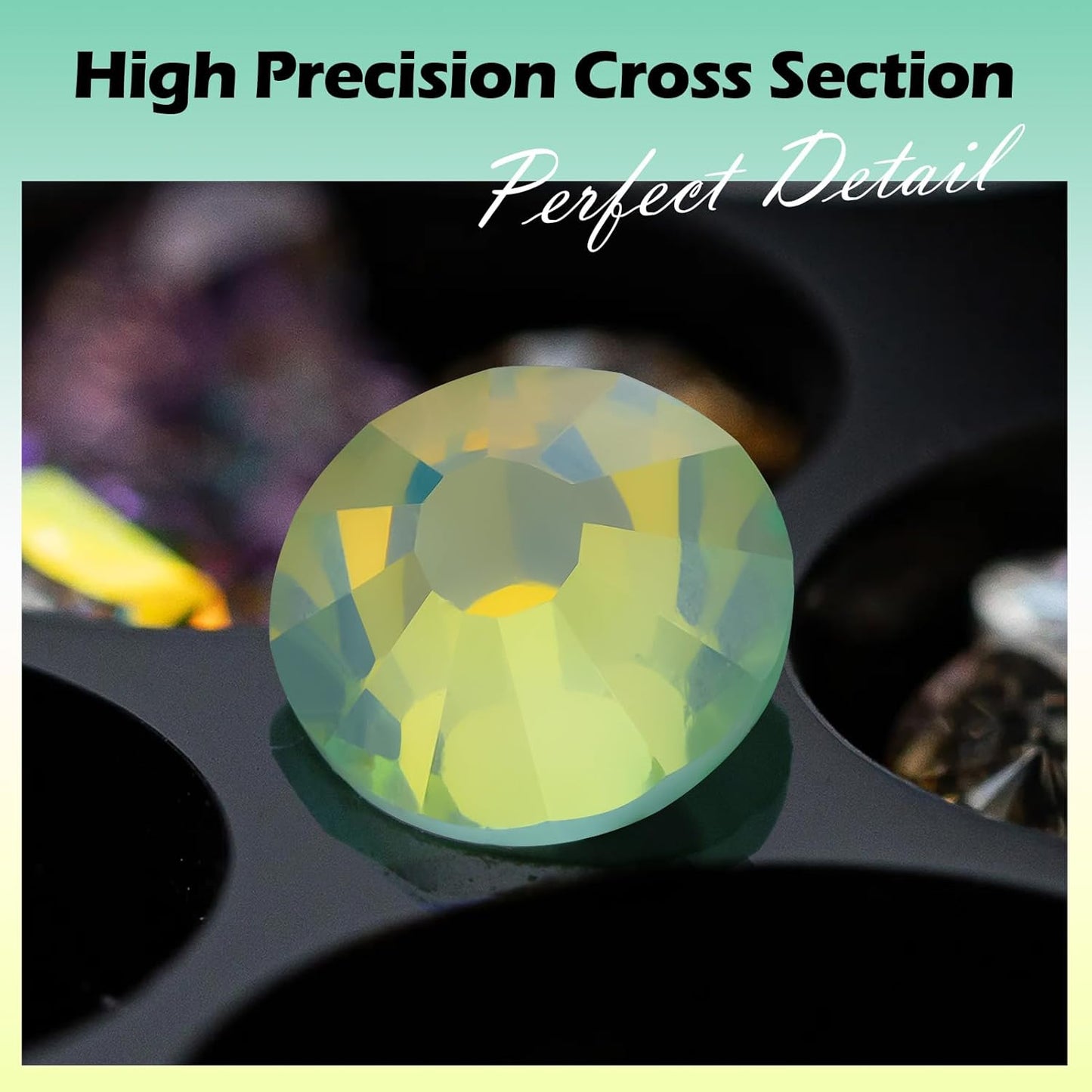 F Green Flatback Rhinestones, Glass Rhinestones for Nail Art and Craft, Glue Fix, Loose Crystal Gemstones(F Green, SS16, 1440pcs, 3.8-4.0mm)