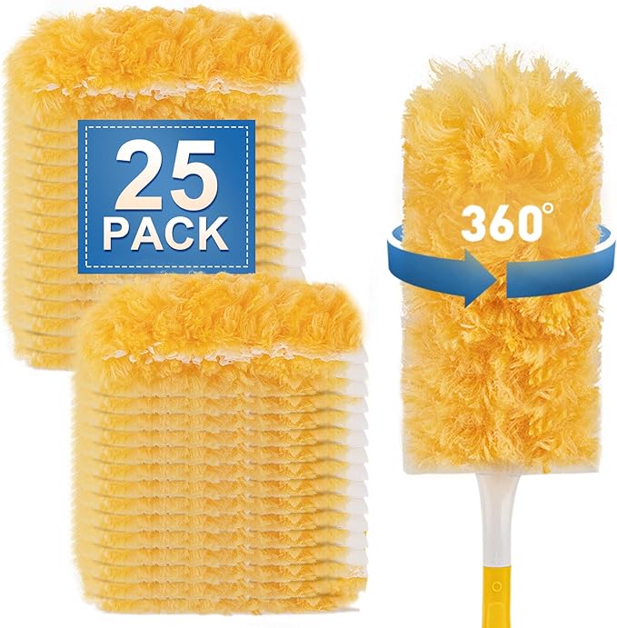 Heavy Duty Duster Refills, Unscented Disposable Dusters Kit for Cleaning Dusting Furniture Blind Ceiling Fan, Multi Surface 360 Feather Duster(25)(Handle is Not Included)