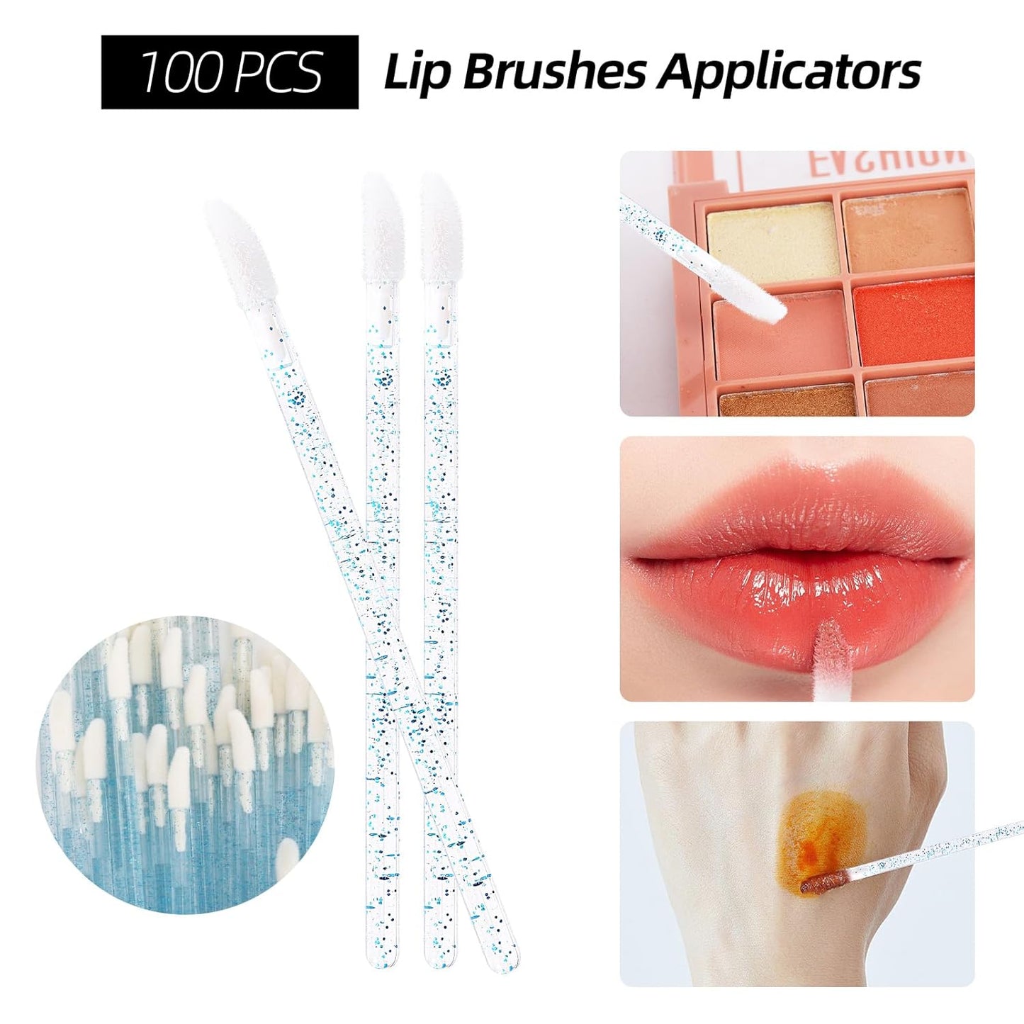 300 Pcs Spoolies Mascara Wands Lip Brushes Micro Swabs Applicator, Disposable Eyelash Brushes Lipstick Tester Makeup Applicator Tool Blue