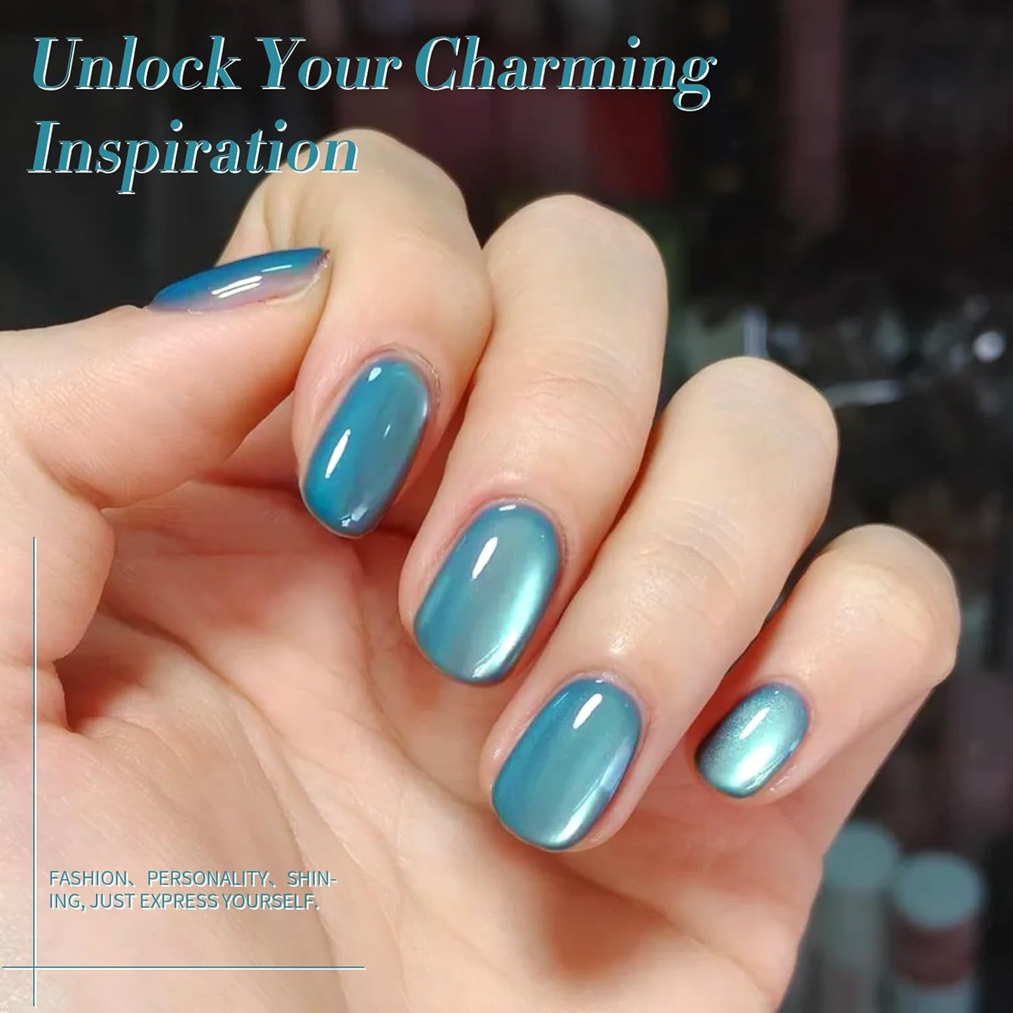 Born Pretty Cat Magnetic Eye Gel Nail Polish,Light Blue Lover Jelly Glass Magnetic Gel Polish,Glitter Soak Off Nail Art Salon Manicure Home Gift 15ml