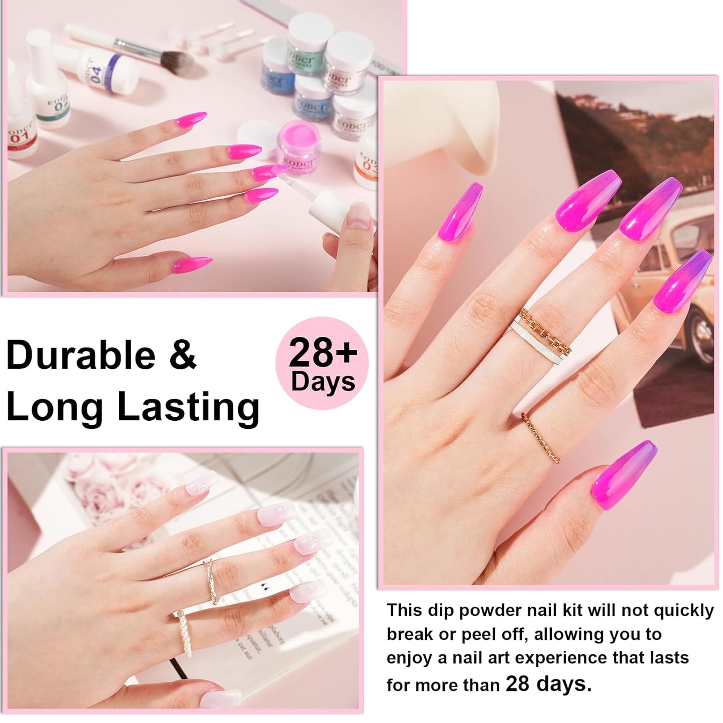 Glow in Dark Dip Powder Nail Set, 6 Colors 12 Pcs Dipping Powder Kit With Base & Top Coat/Activator/Brush Saver,Nail Art Dip Manicure Kits Odor-Free&Long-Lasting, No Needed Nail Lamp Curing