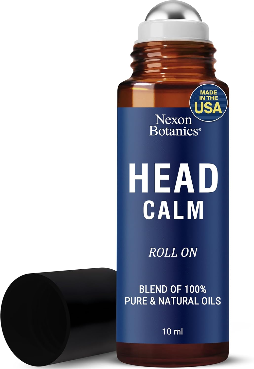 Head Calm Essential Oil Roll-On 10 ml - Soothing Migraine Roller Ball for Headache Relief - Pure Natural Essential Oils - Nexon Botanics