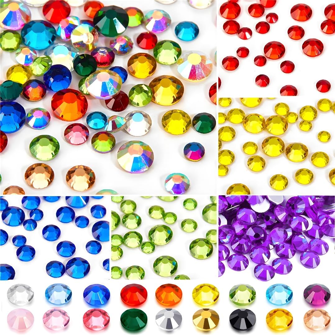Flatback Rhinestones Round Gems for Nails Art and Crafts 4000Pcs SS6 2mm Glitter Crystals Stone DIY Bags Clothes Shoes (Light Green)
