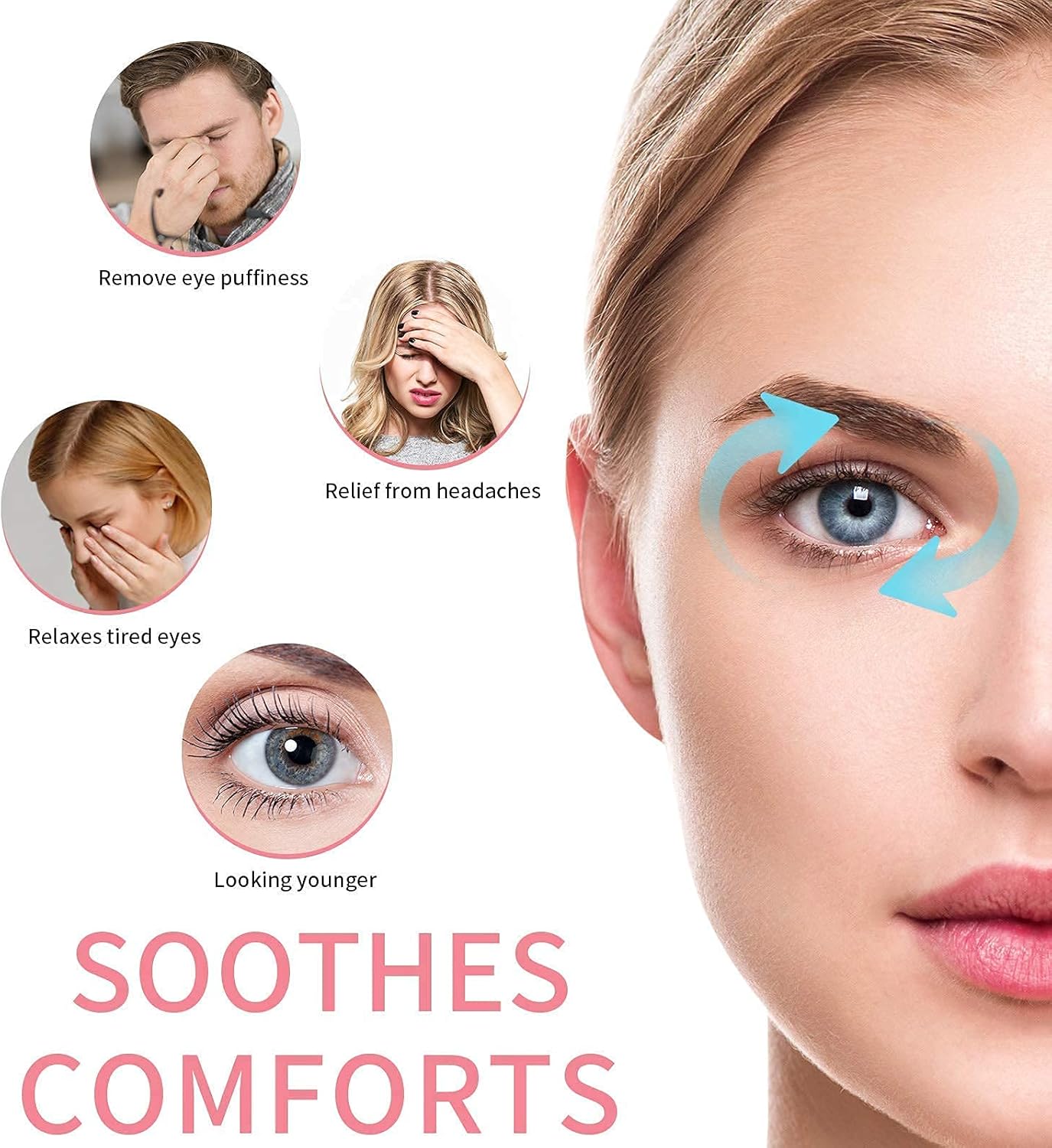 Cooling Eye Mask with Gel Bead, Reusable Cold Compress Ice Pack Sleeping Eye Cooling Pads for After Eyelid Surgery, Puffiness, Puffy Eyes, Headache, Migraine Relief (Pink)