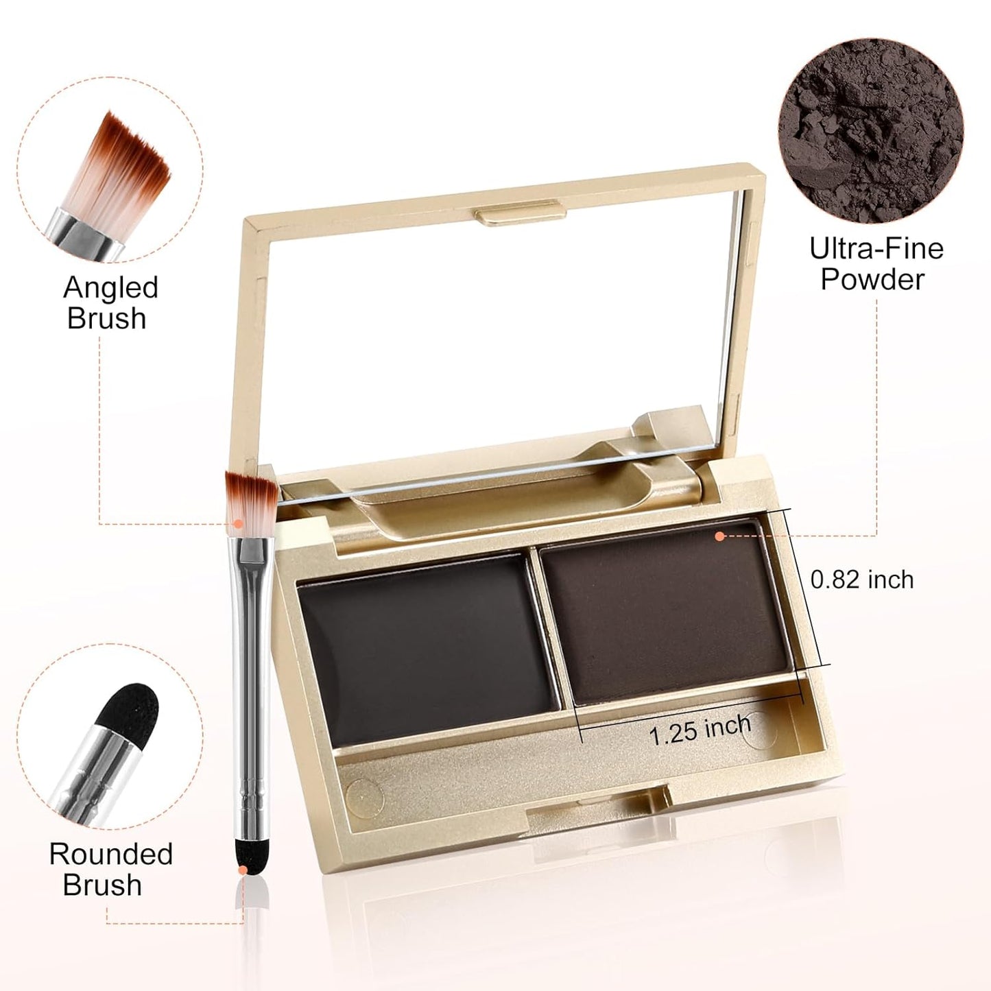 Boobeen Eyebrow Powder Kit, 2-color Waterproof Eyebrow Palette Makeup to Definer & Filler Brows, Eyebrow Color Powder Shape Natural Looking Brow - with Mirror Brush