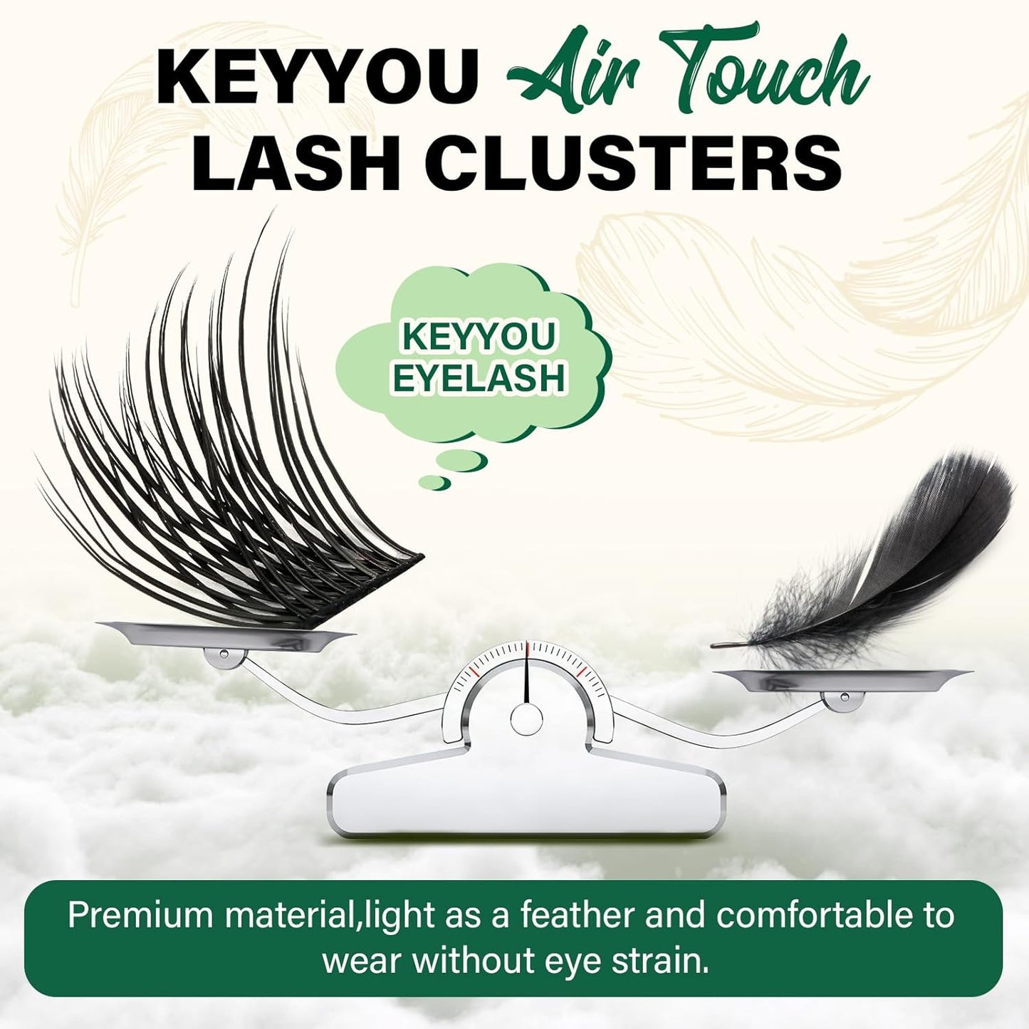 Lash Clusters 144pcs Individual Lashes D Curl 18mm Eyelash Clusters KEYYOU Air Touch Cluster Lashes Super Lightweight Soft Wispy Comfortable Easy DIY at Home(Air01-D-18mm)