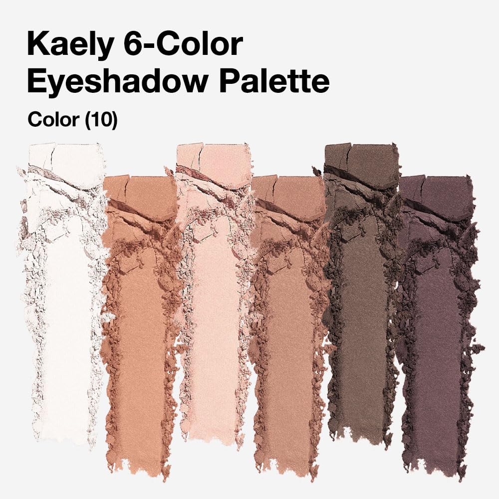evpct 6 Colors Light Ivory Nude Brown Eyeshadow Palette, Stone Putty Taupe Black Cherry Dark Mauve Natural Matte High Pigment Mini Travel Eye Shadow Palette Makeup for Older Women, Built in Mirror