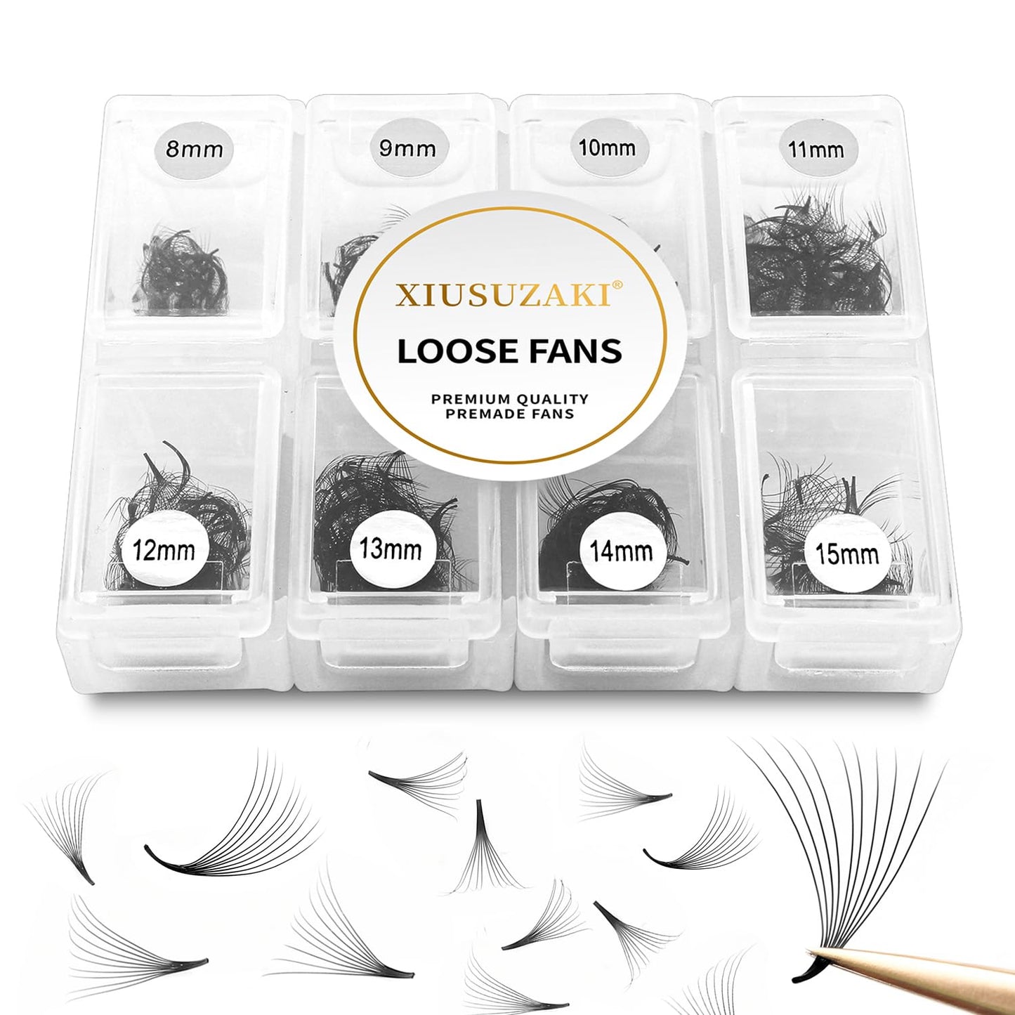 Premade Fans Eyelash Extensions 600 Fans 10D Volume Lash Extensions 0.03 Thickness Eyelash Extension C Curl Premade Lash Fans Mix 8-15mm Fluffy Soft Handmade Loose Fan(600Fans-10D-0.03-C,8-15mm)
