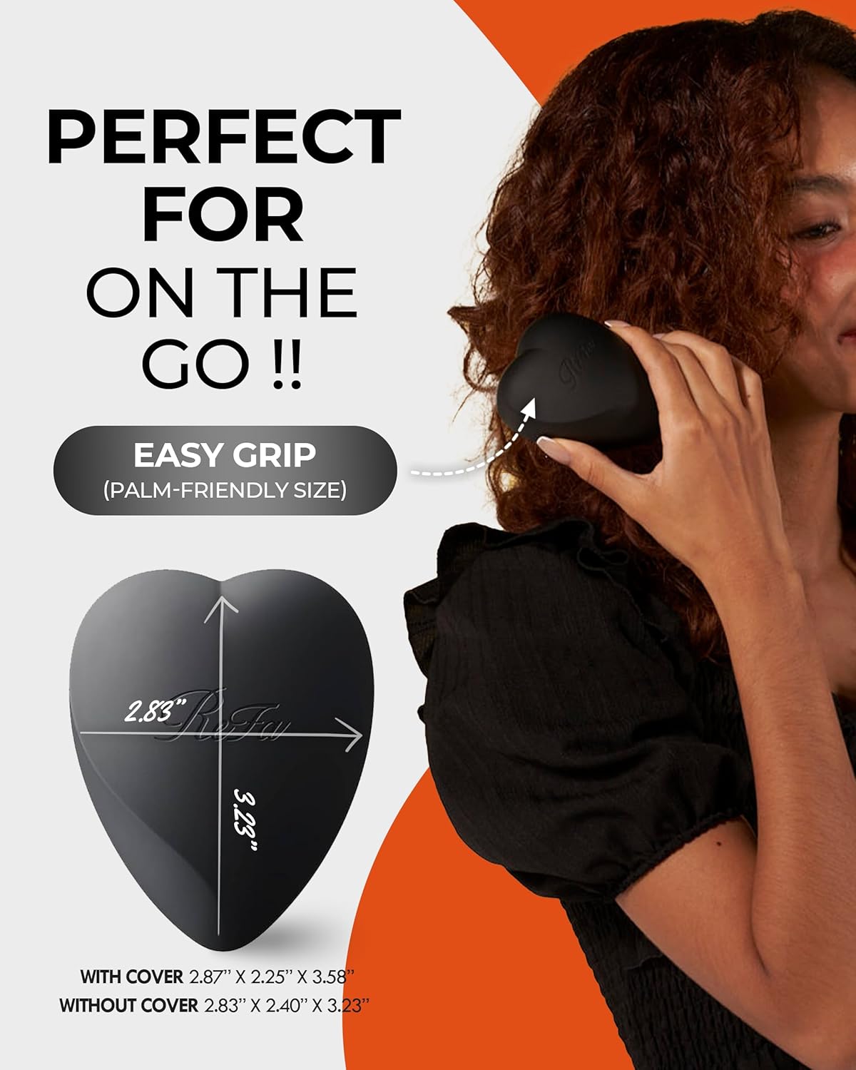 ReFa Heart Brush MATTE BLACK | Heart Shaped Hair Brush for Women | No Tangle Hair Brush | Small Hair Brush for Thick Hair | Hair Detangler Hair Brush Travel Hair Brush