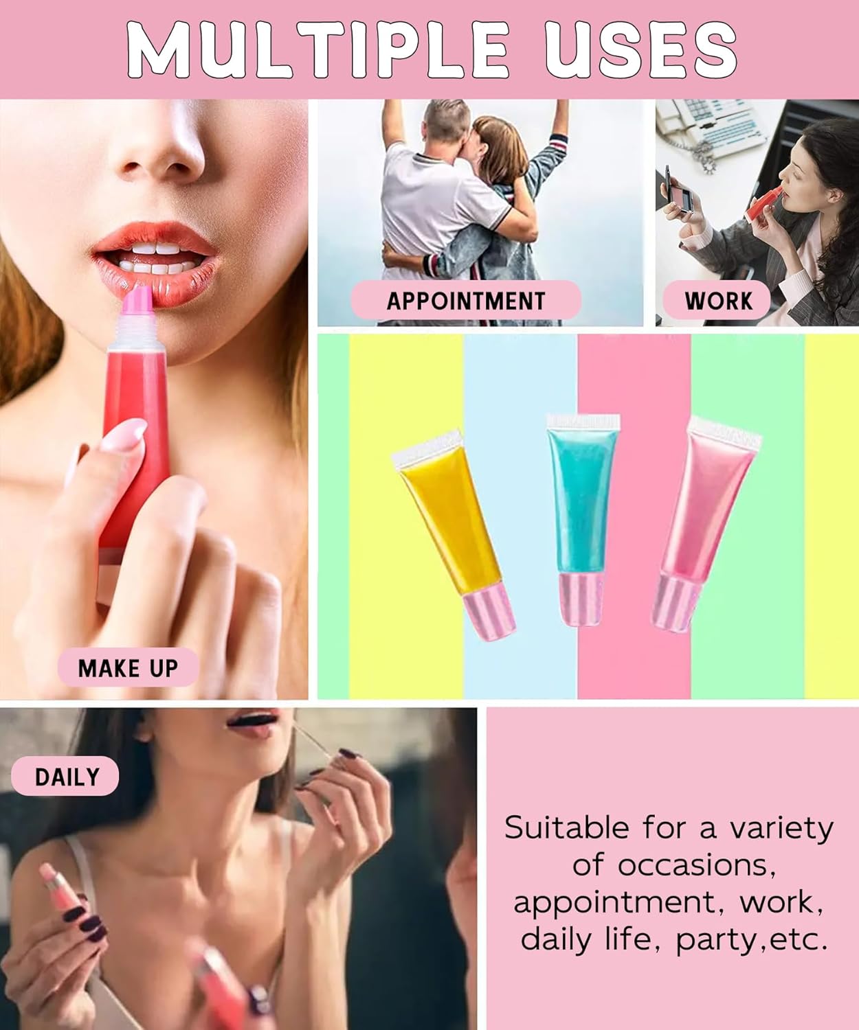 8PCS Empty Lip Gloss Tubes - 10ml Clear Lip Balm Tubes with 5ml Syringes - Refillable Squeeze Tubes for Lip Gloss - Mini Cosmetic Soft Tubes for DIY Lip Gloss and Travel Toiletries