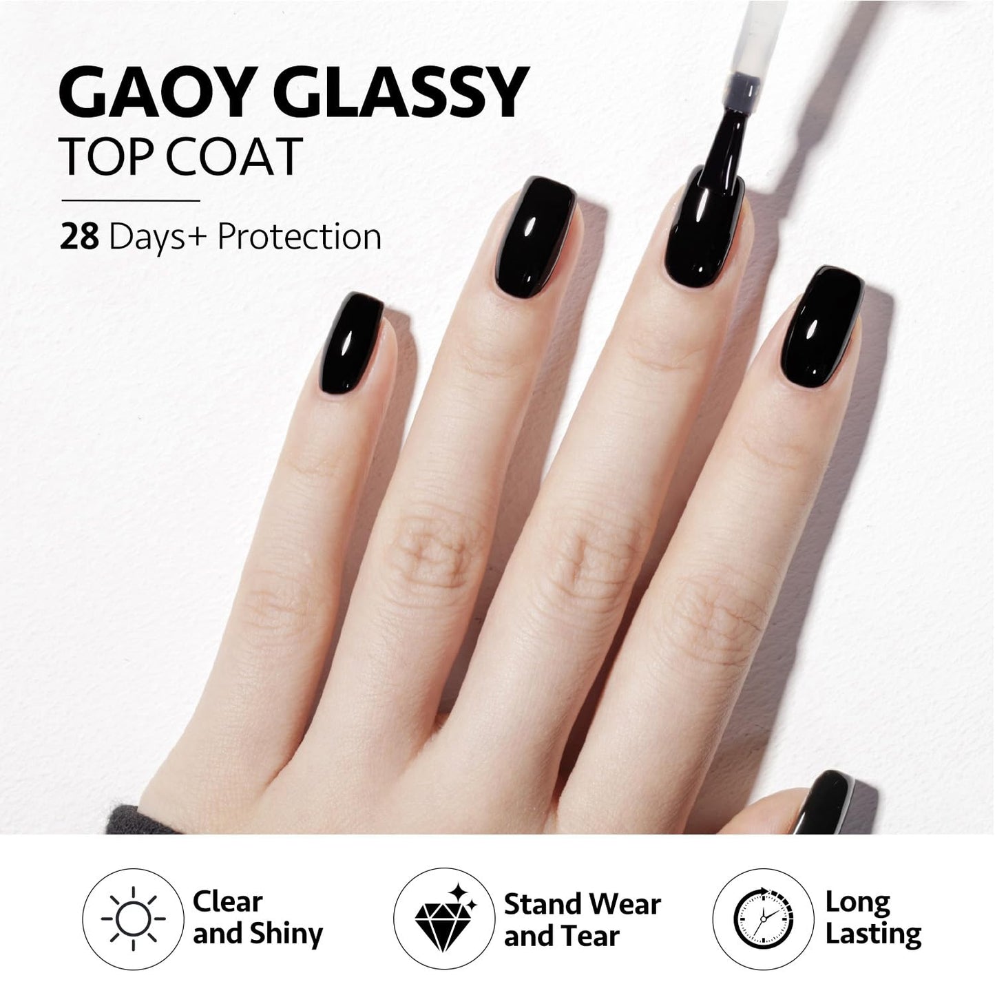 GAOY 16ml 4 Pcs Glassy Gel Top Coat and Base Coat Set, No Wipe Foundation Combination for UV Light Cure Nail Polish