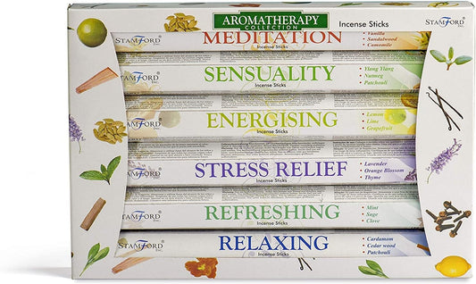 120 Sticks of Stamford Premium Aromatherapy Hex Range Incense Sticks - Relaxing, Stress Relief, Meditation, Refreshing, Sensuality & Energising Incense Gift Pack. by Stamford