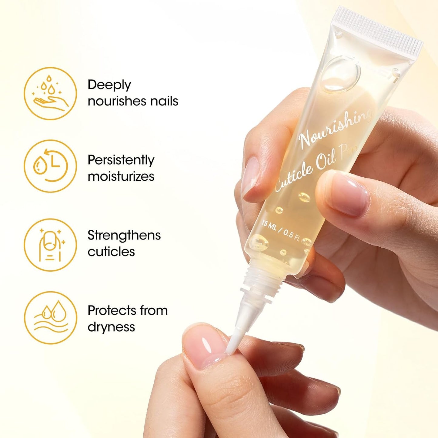 Gellen Cuticle Oil Pen for Nails, Vanilla Nourishing Nail Growth Oil, Jojoba & VE, Soften Cuticles Nails Strengthening, Leak-free Brush Applicator, Pro Nail Care for Brittle Dry Hands