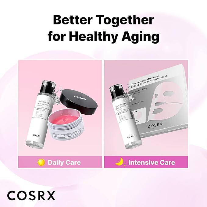COSRX Pink Peptides Collagen Lifting Glow Hydrogel Face Masks Skincare 3 EA, Collagen Face Mask, Travel Essentials, Overnight Face Mask, Korean SkinCare, Stocking stuffers for women