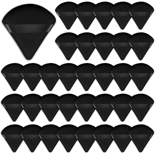 36 Pieces Powder Puff Face Triangle Powder Puff Soft Velour Makeup Puff Velour Puffs for Face Wet and Dry Cosmetic Foundation,Body Powder Blender Loose Mineral Powder Makeup Tool (Black,36 Pcs)