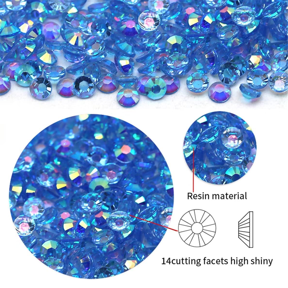 4500 Pcs SS12 3mm AB Flatback Rhinestones for Nails Art Crafts Transparent Glitter Round Gems Crystals DIY Clothes Shoes(Clear Sapphire AB)