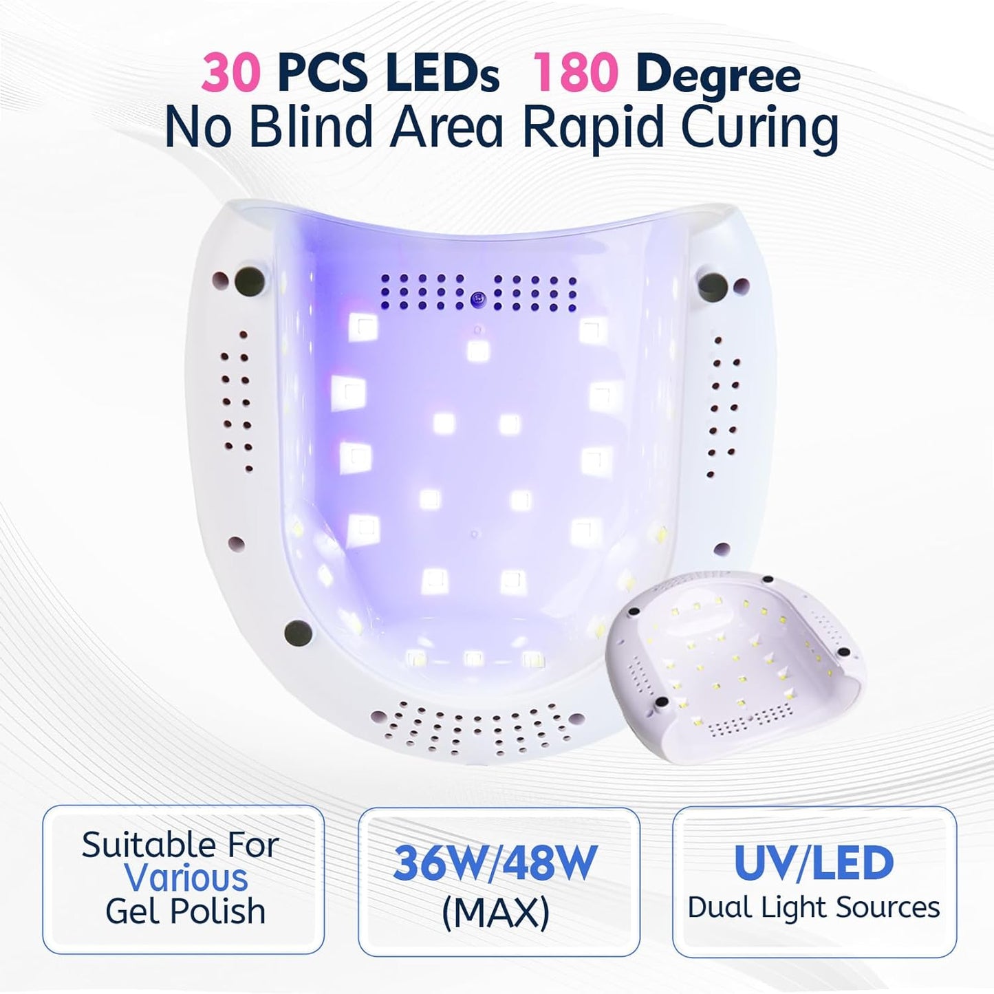 Goodoo UV LED Nail Lamp, 48W Nail Dryer for Gel Polish with 4 Timer Settings & LCD Display and Automatic Sensor, Professional UV Dryer for Home Salon