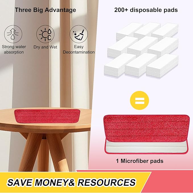 16.5 inch Reusable Mop Pads Microfiber Spray Mop Replacement Heads for Wet/Dry Mops Compatible with Bona Floor Care System (5 Pack)