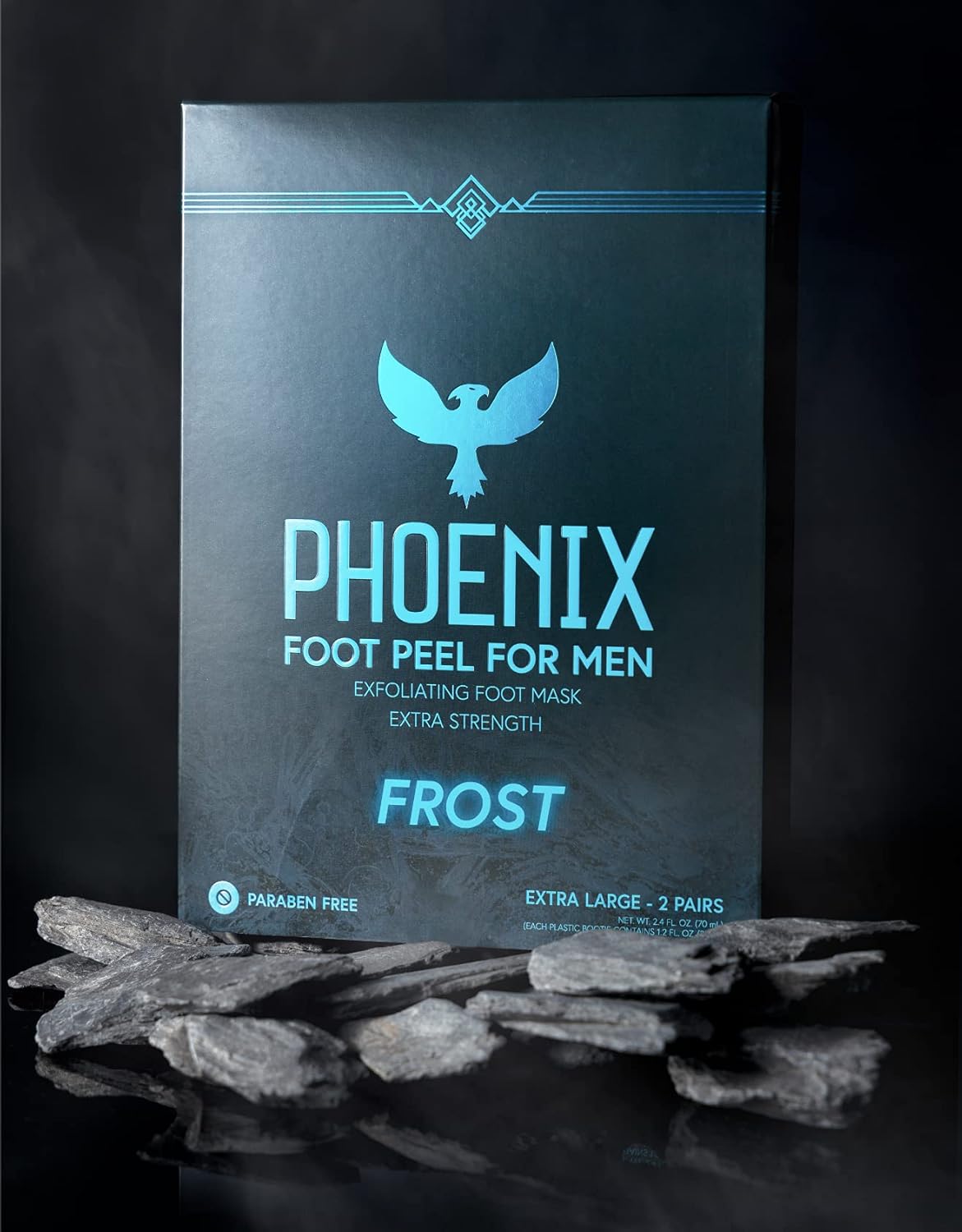 (Pack of 2) Phoenix Foot Peel for Men - Extra Large - Extra Strength - Menthol - Exfoliating Dry Feet Treatment - Callus Remover - Paraben Free