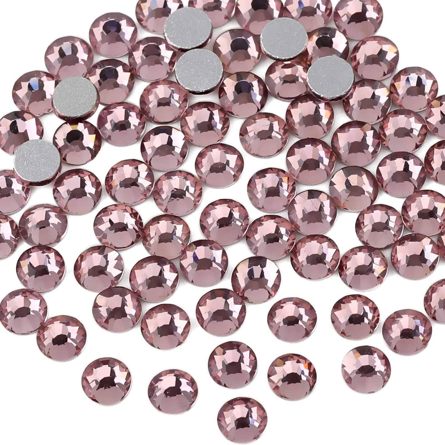 beadsland Flat Back Crystal Rhinestones Round Gems for Nail Art and Craft Glue Fix, Light Purple (2.9-3.0mm) SS12/1440pcs
