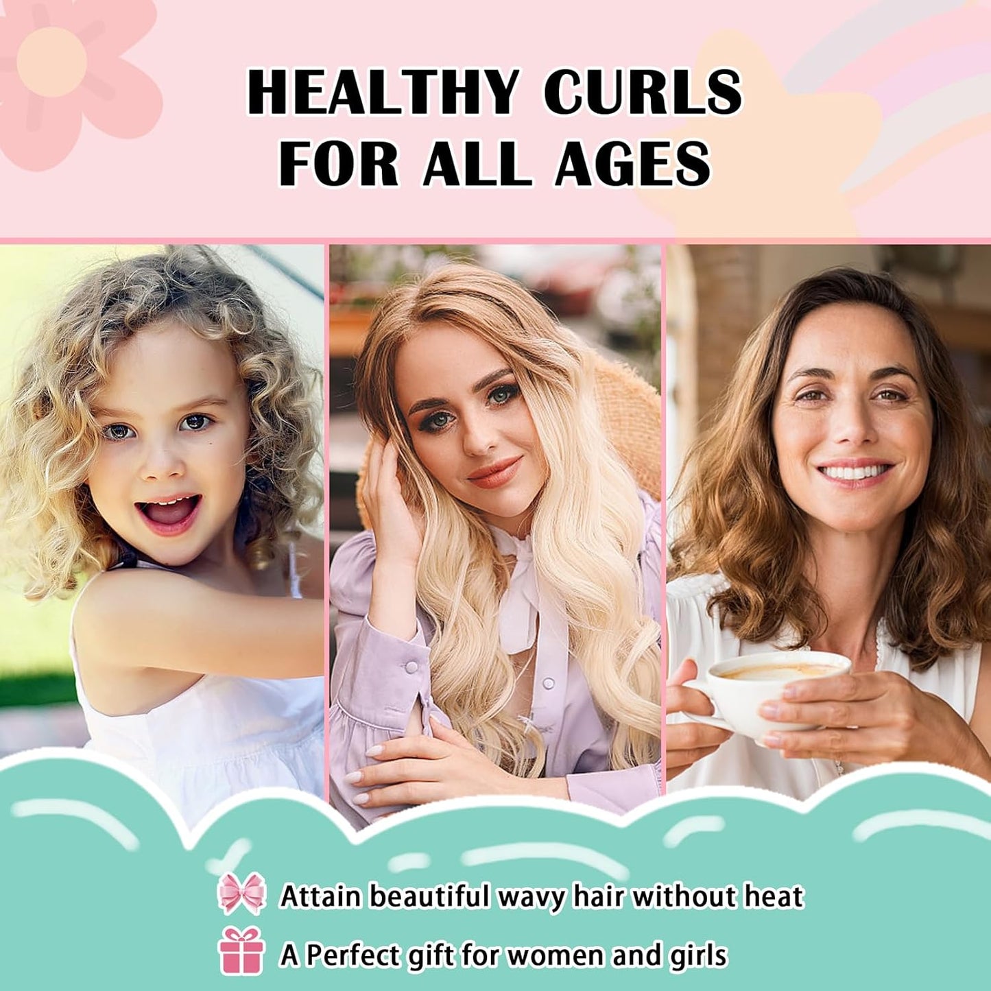 Satin Heatless Curls Overnight Hair Curlers to Sleep In Hair Curler Rollers No Heat Hair Wrap for Curls Headband, 70" Satin Heatless Curling Set for Women Long Waves Hair Volume -Purple 10 PCS