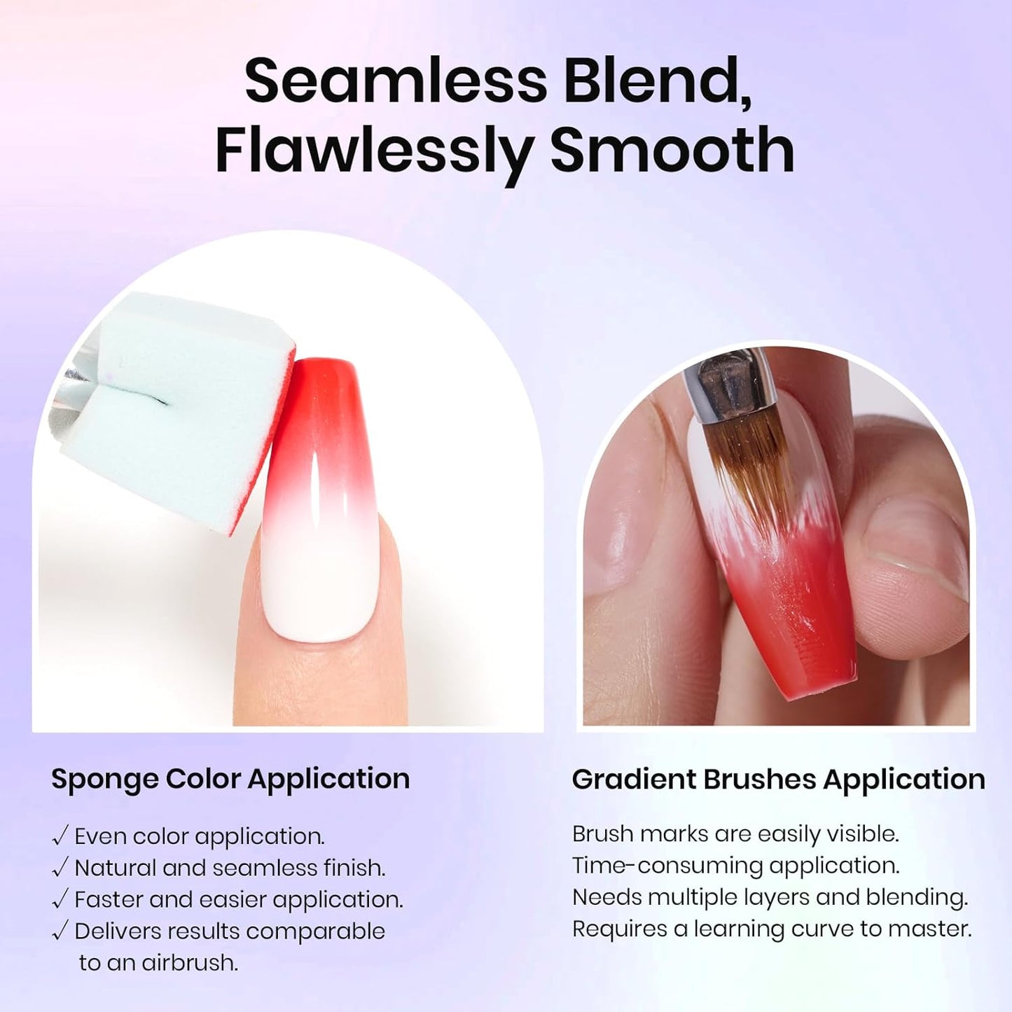 Beetles Gel Polish Soft Nail Sponges for Ombre, 88Pcs Large Size Nail Art Sponges With Grabbing Pen, Ombre Nail Brush to Creat Color Gradient Effect, Manicure Nail Art Tools for Nail Art Design