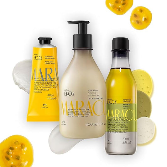 Natura – Passion Fruit Body Care Bundle – Maracujá Lotion, Body Oil & Hand Cream – Calming & Hydrating Vegan Skincare – 24H Moisturization – Brazilian Beauty Ritual for Soft, Glowing Skin