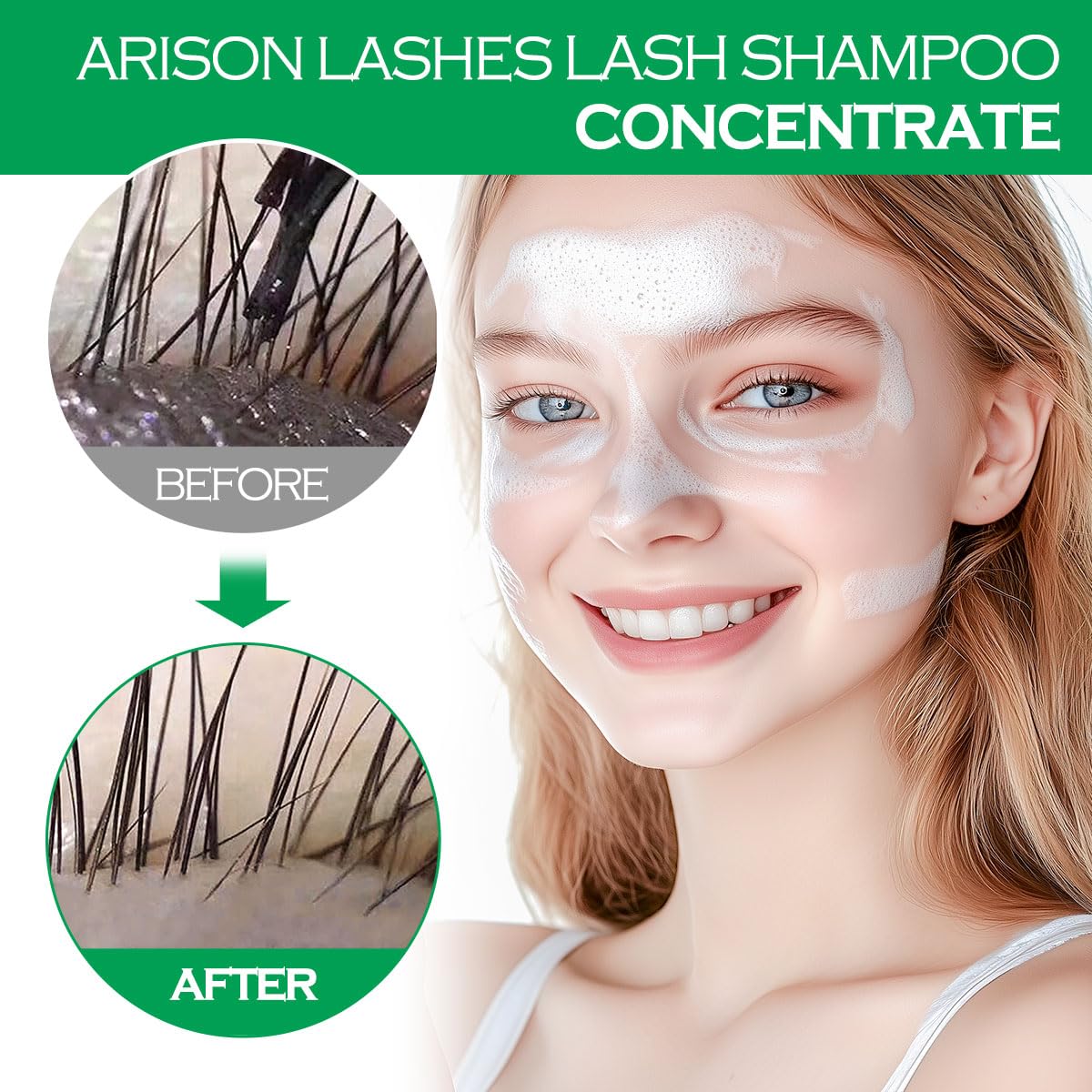 ARISON LASHES Lash Shampoo Concentrate for Lash Extensions 100ML Eyelash Cleanser Concentrate Oil-Free Eyelash Extension Shampoo with Salon Home Care(Aloe Vera)