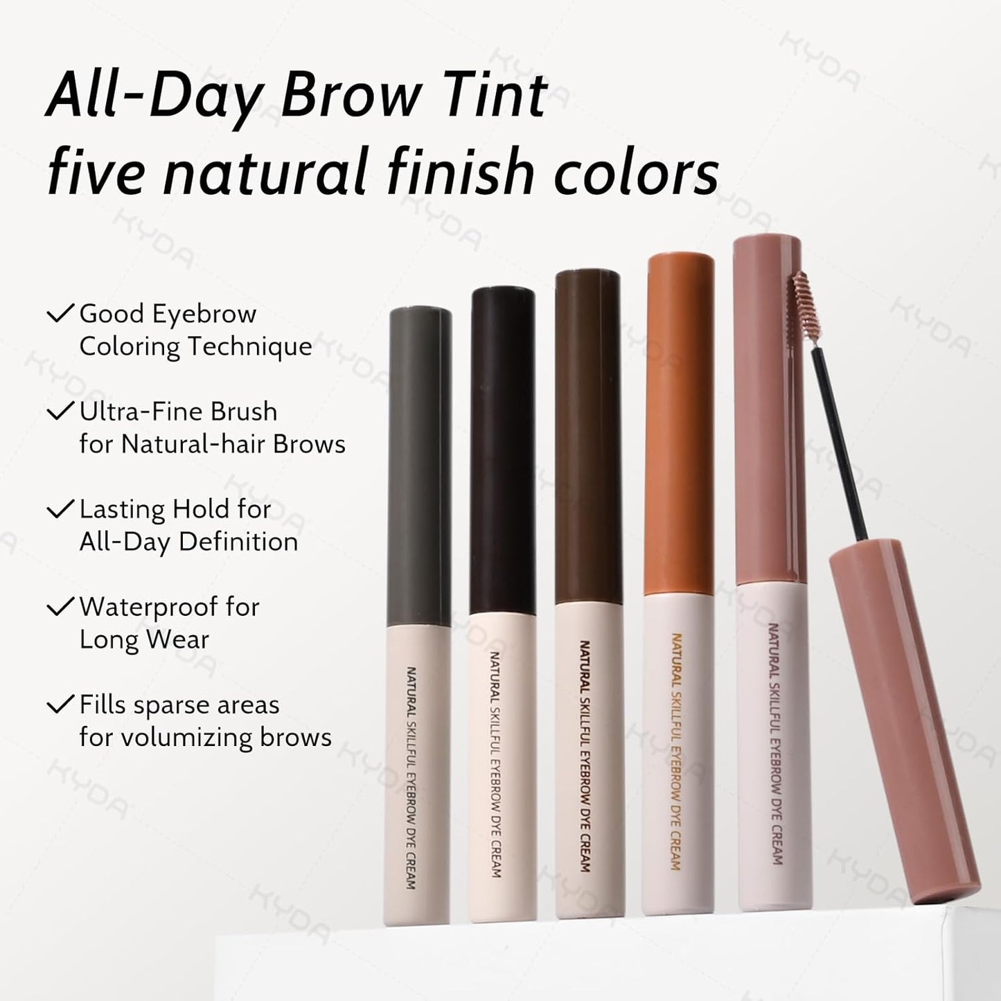 KYDA 2 Pcs Rose Brown Tinted Eyebrow Gel, Ultra-Fine Brush Tinted Brow Cream, Waterproof Smudgeproof Eyebrow Mascara, Long Wear, Pink Brow Makeup without Clumping, Korean Eyes Makeup