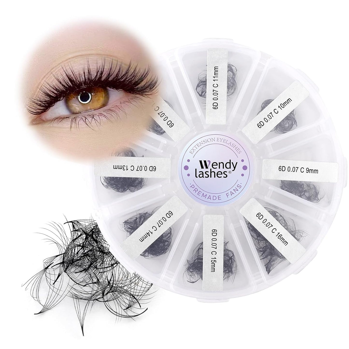 Pre-made Fans Eyelash Extension 500+6D Loose Volume Fans C Curl Premade Volume Fans 9-16mm