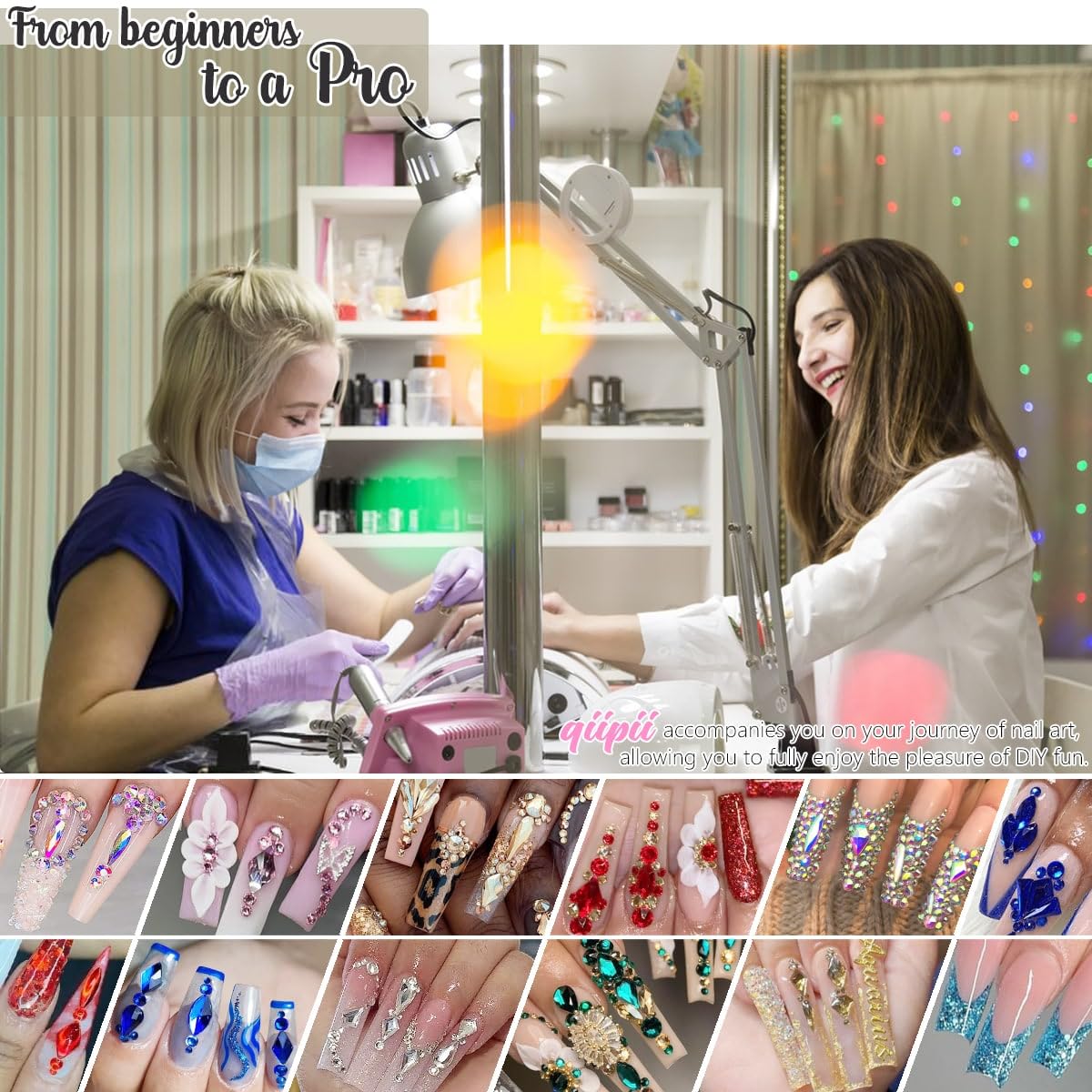 24 Styles AB Crystal Nail Rhinestones Multi Shapes Flatback White AB K9 Glass Gems Round Beads Stones Diamonds Jewels Nail Art Charms Supplies for Nails Face Eyes Makeup Crafts Clothes Tumblers